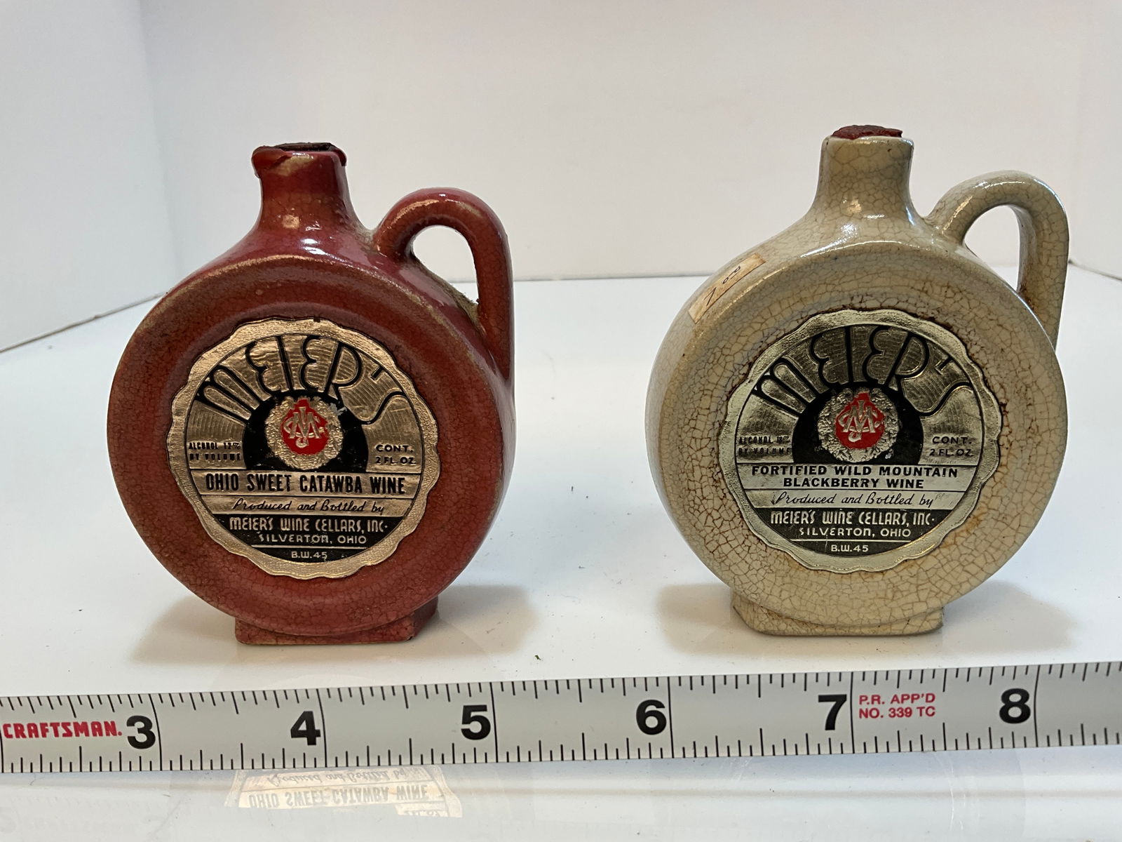 Vintage Whiskey Nips - Two Advertising Pottery Nips From Silverton Ohio - UHL? (1 of 6)