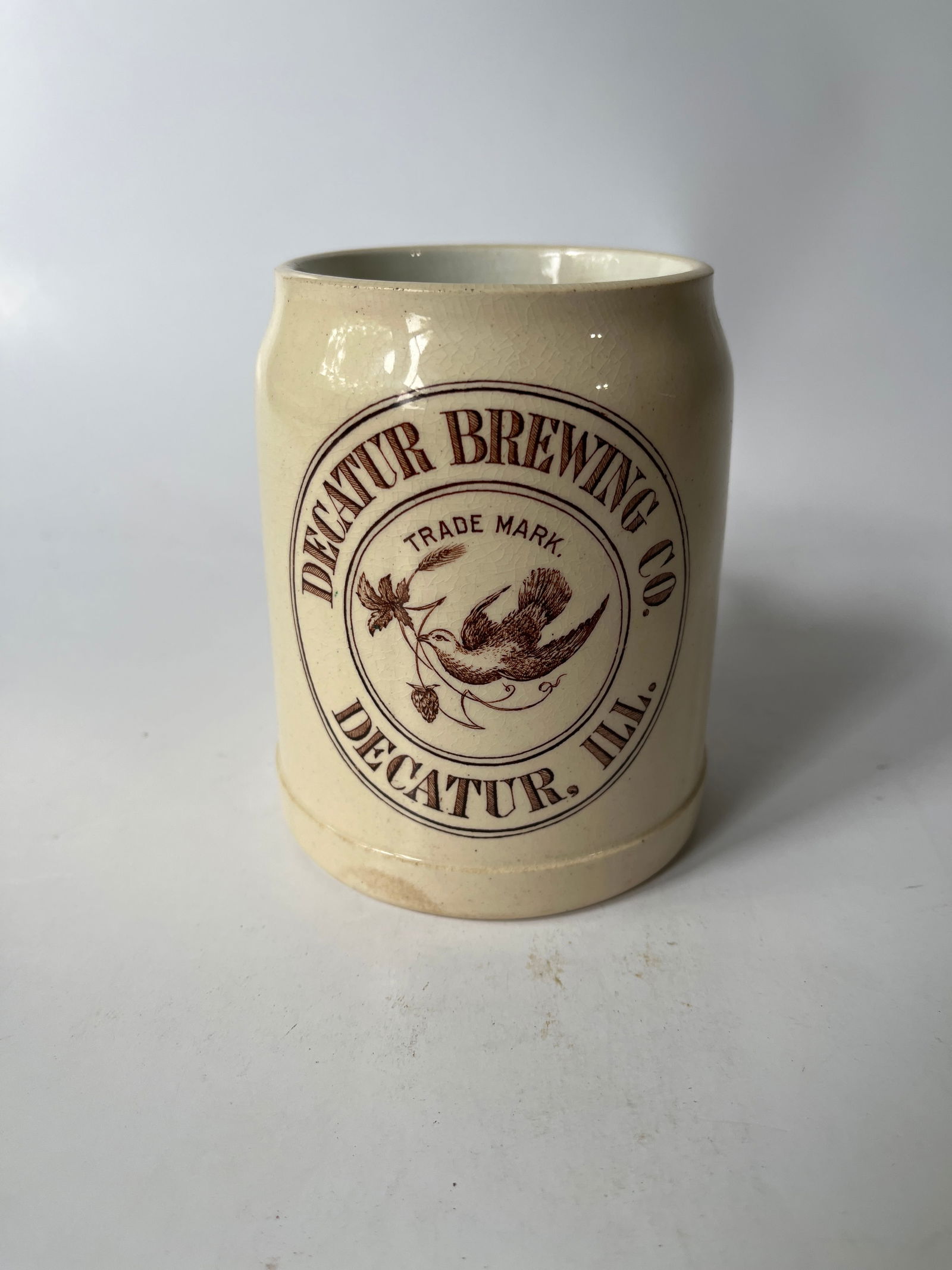 Decatur Brewing Co. Decatur, Ill. pottery beer mug #2 (1 of 4)