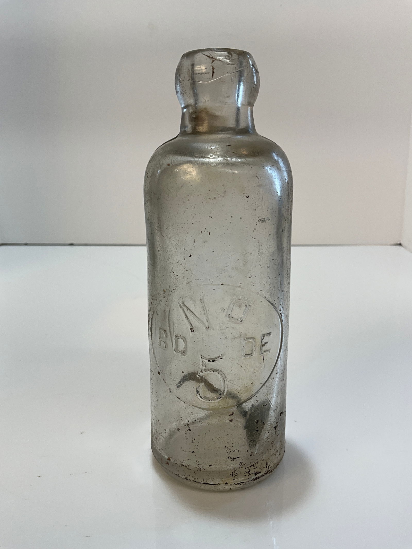 No 5. Bode Illinois Hutchinson Bottle: No 5. Bode Illinois Hutchinson Bottle. Here is a rather hard bottle to find. Flash in the ip otherwise a really nice and hard to find hutchinson.