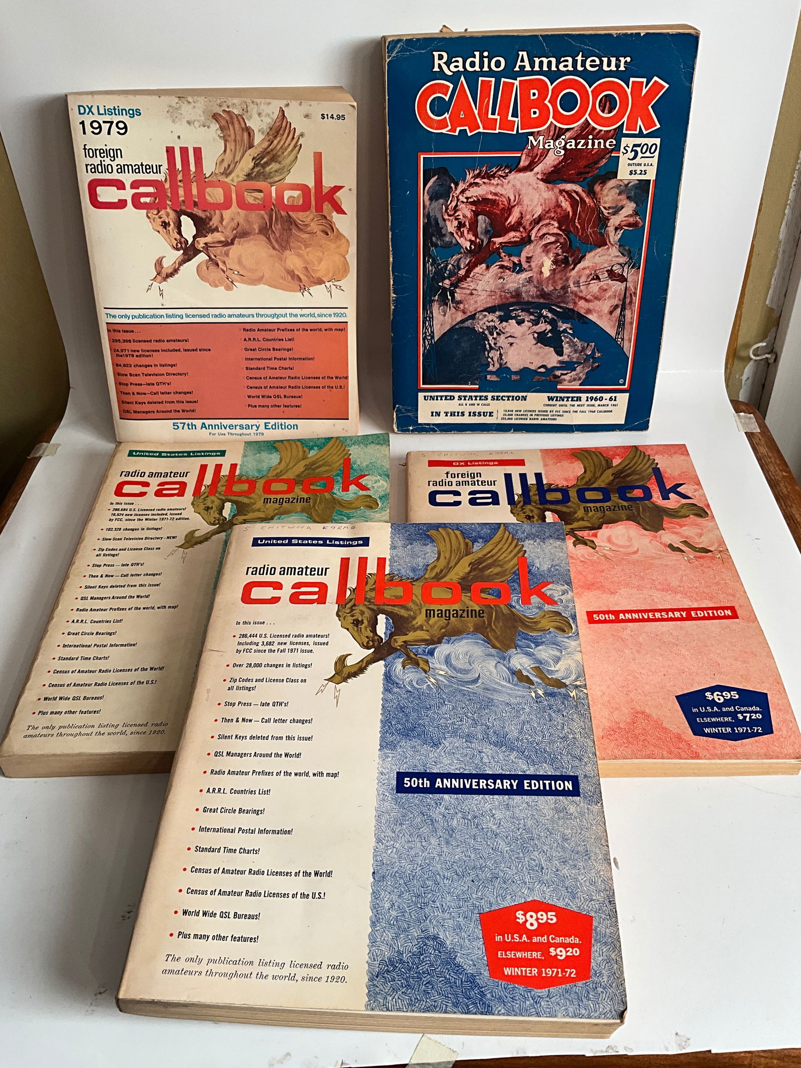Radio Amateur CallBook books. 1979, 60-61, 71-72, 71-72F, and 1973 (1 of 3)