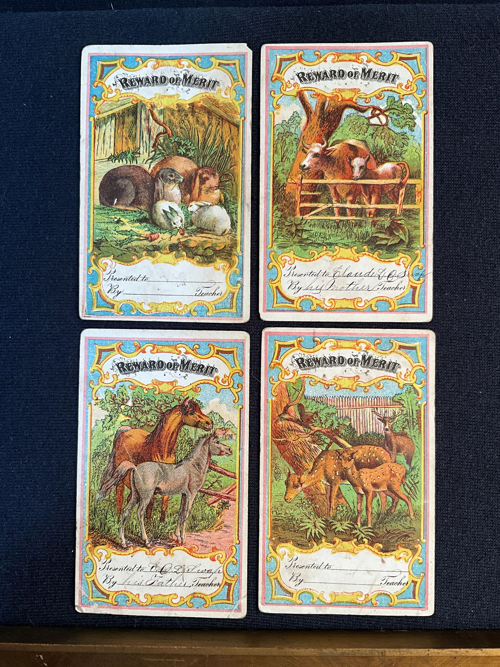 Rewards of Merit, ca. 1870 – 1880s Lot of 4 - Charming Chromolithographs (1 of 2)