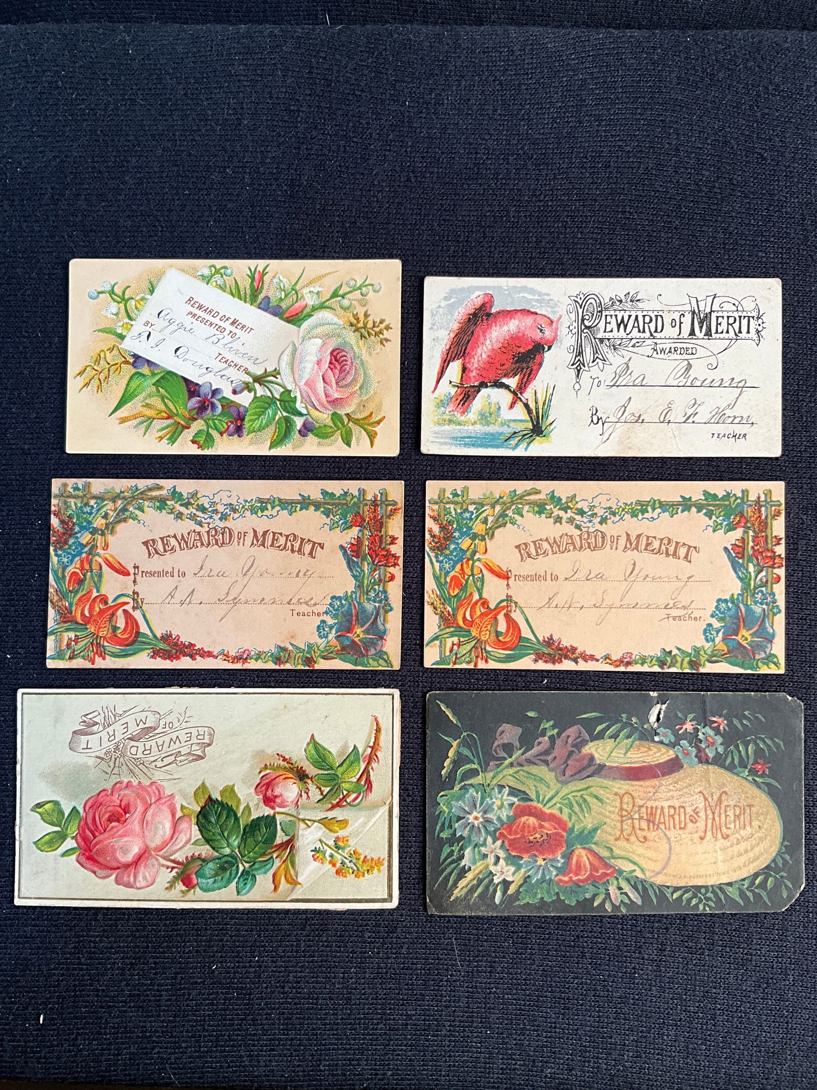Rewards of Merit, ca. 1880-1895 Lot of 6 - Calling Card Size Reward Cards (1 of 2)