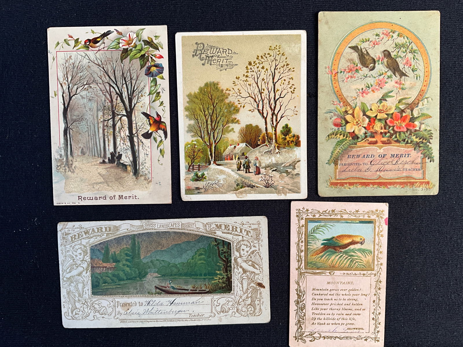 Rewards of Merit, ca. 1870 – 1890s Lot of 5 - Mix and mMatch Assortment (1 of 4)
