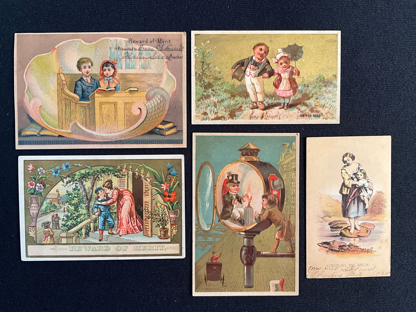 Rewards of Merit, ca. 1860s Lot of 5 - Mostly Stock Cards (1 of 2)