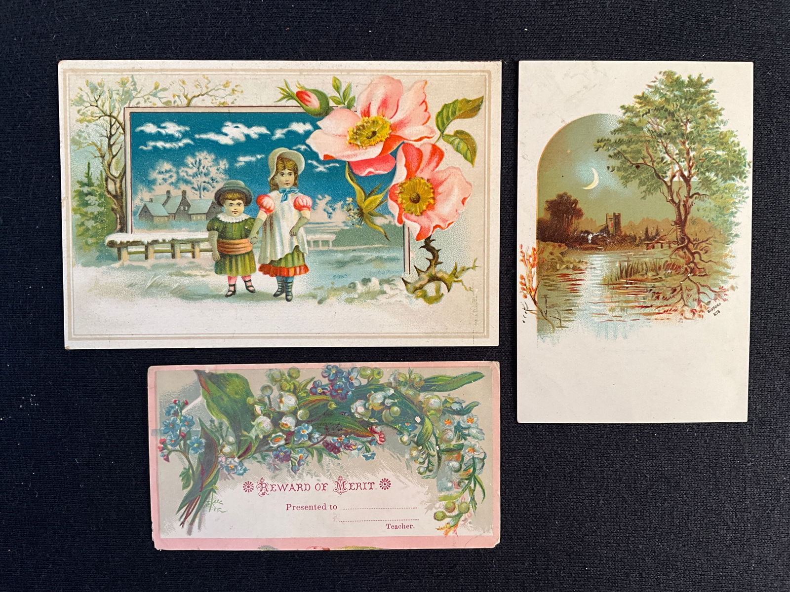 Rewards of Merit, ca. 1800s Lot of 3 - Sample Reward of Merits Cards (1 of 2)