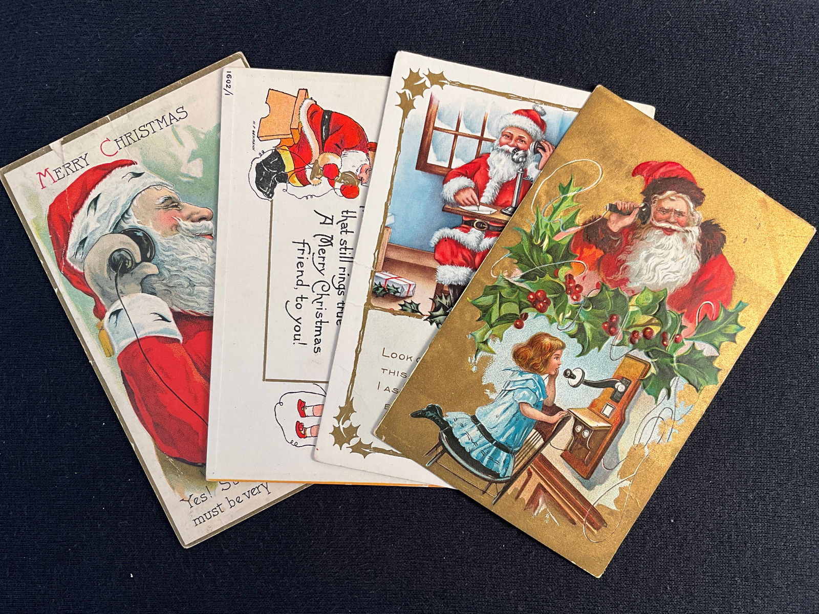 Post Cards, 1900-1915, Lot of 4 - Santa’s with Telephone. Great Examples (1 of 5)