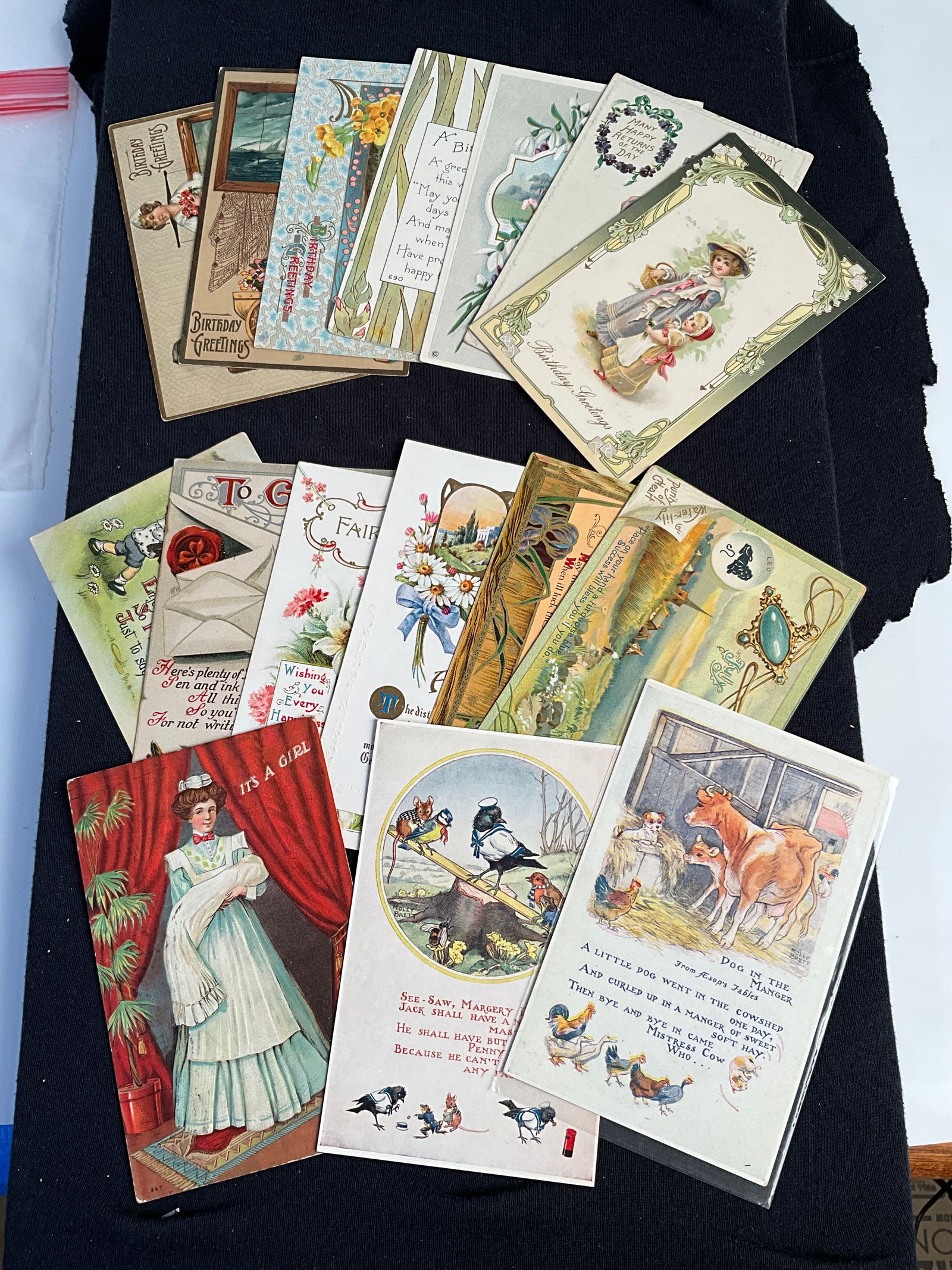 Post Cards, Ca. 1900s, Lot of 16 - Birthday and Assorted Greeting Cards (1 of 9)