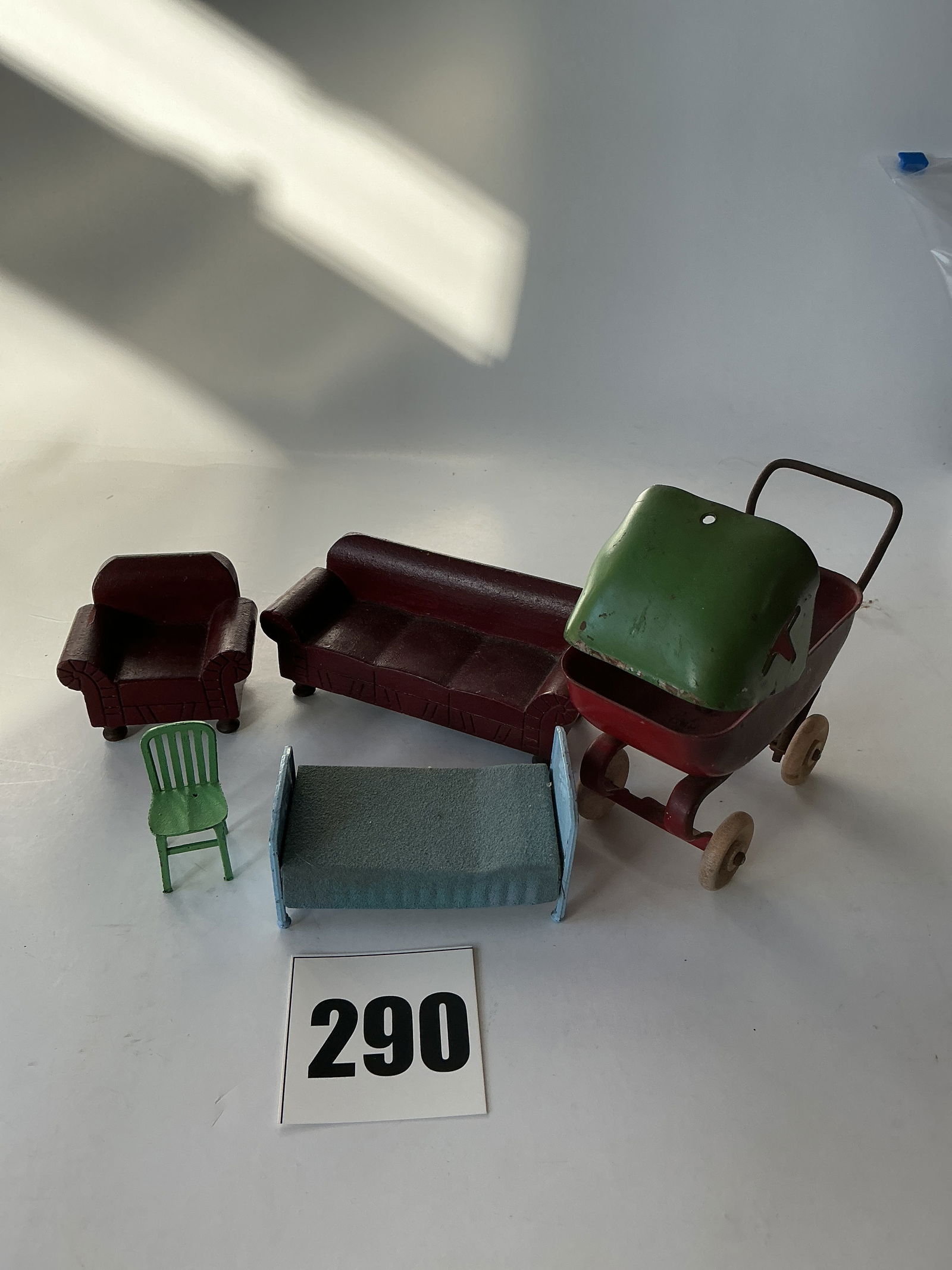 Misc lot of Doll House Furniture and a Baby Buggy. (1 of 4)
