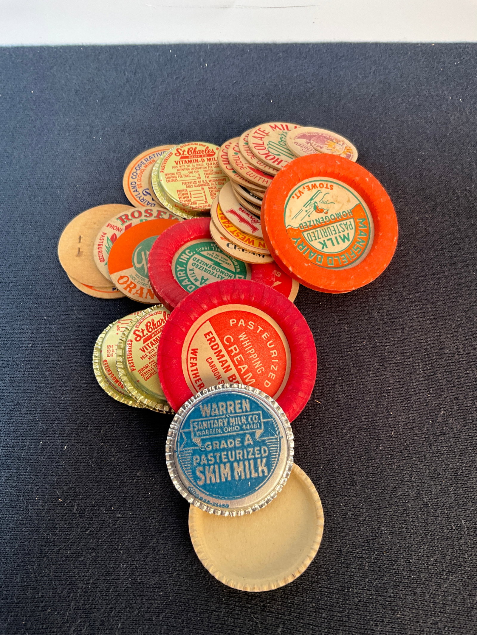 32 Various Milk Caps From all over the US. (1 of 3)