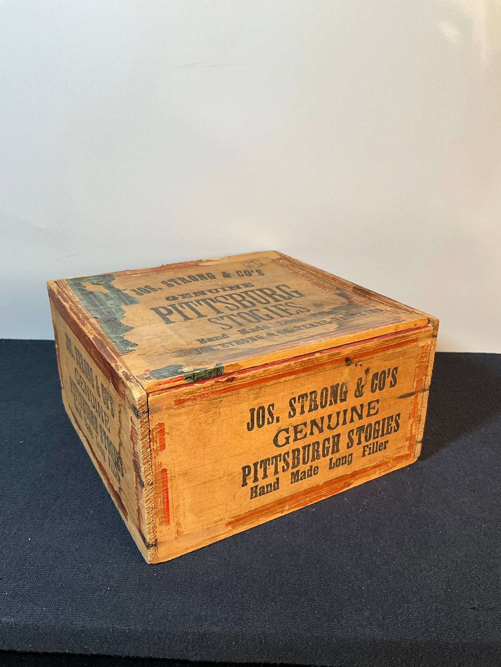 JOS. STRONG & CO'S GENUINE PITTSBURG STOGIES, Cigar Box from Terre Haute IND (1 of 7)