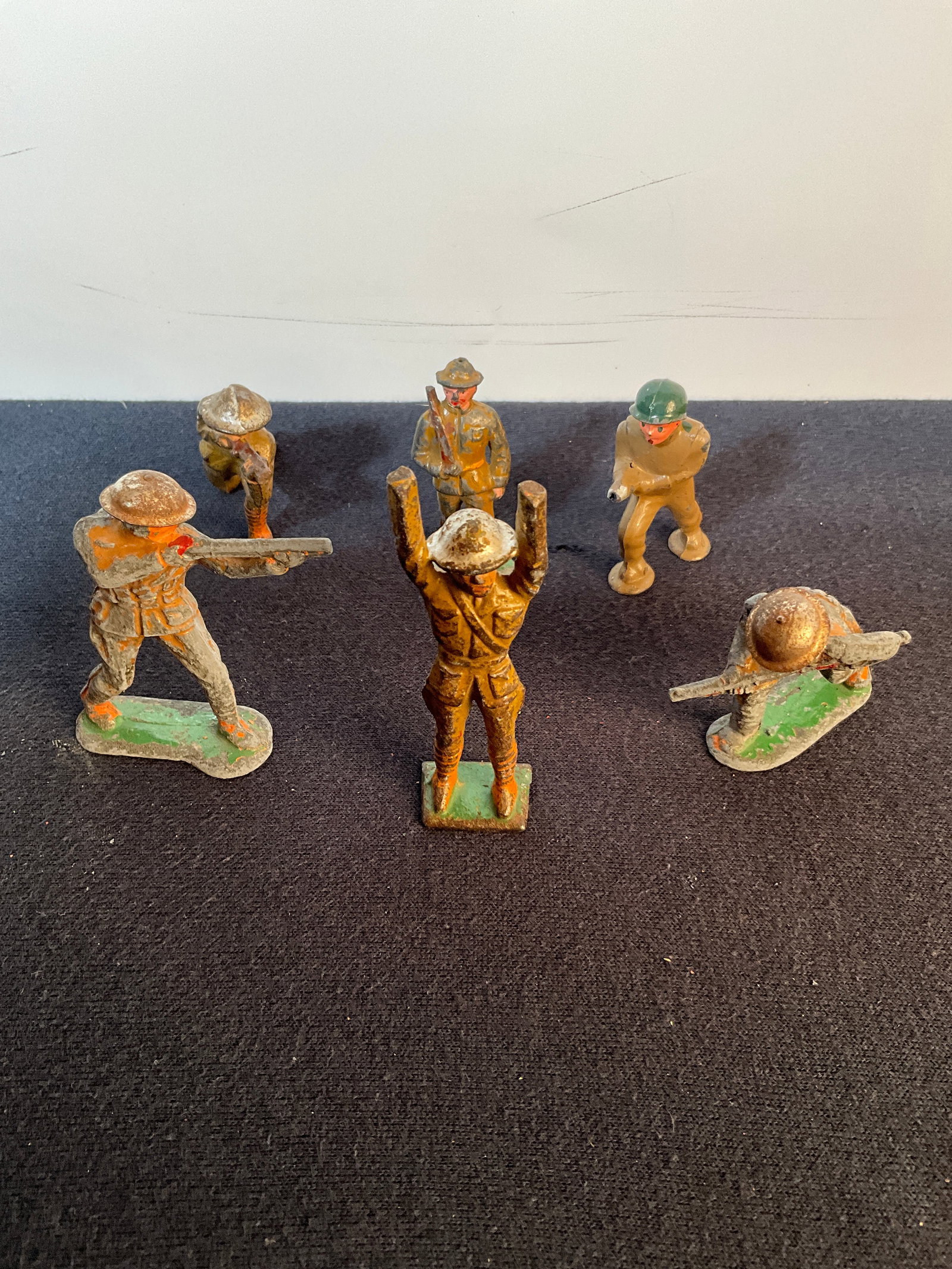 Lot of 6 Cast Lead Military Figurines. Hand Painted, WWII Era Looking - Larger size (1 of 7)