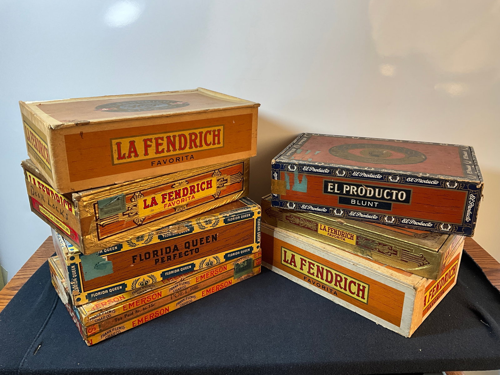 Lot of 7 Different Cigar Boxes- Florida Queen Perfecto, Frank Lewis Emersons, Fendrichs, El Product (1 of 3)