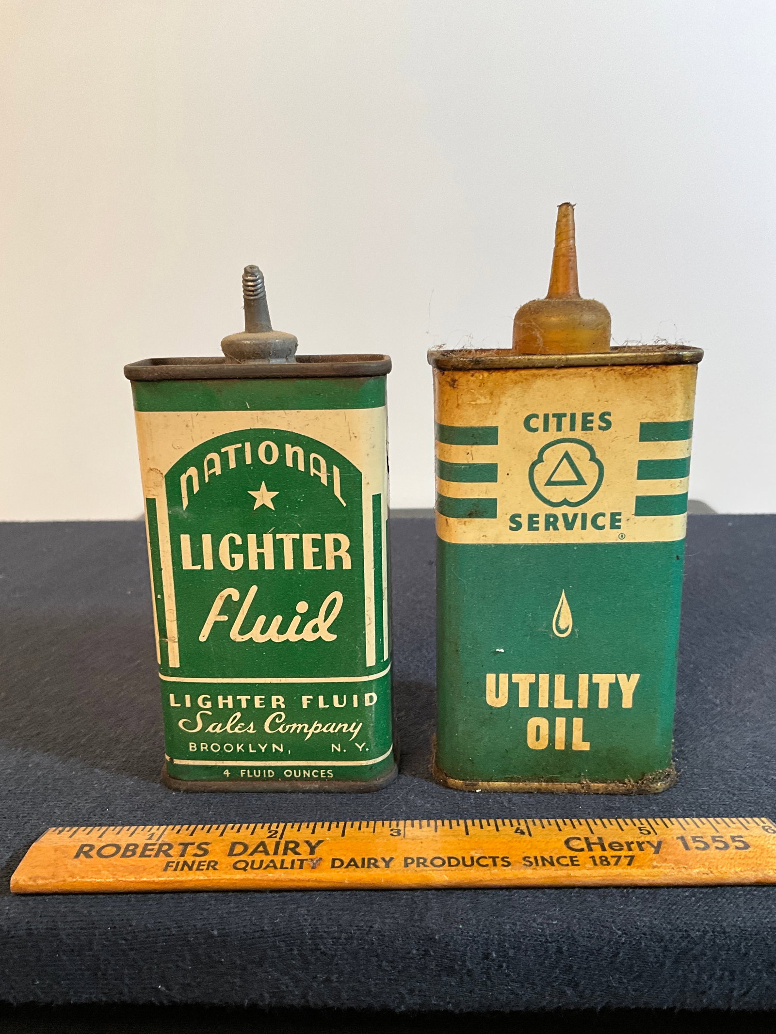 Lot of 2 Vintage 4 Fl oz Cities (Citgo) utility Oil & 4 Fl Oz Can of National Lighter Fluid (1 of 6)