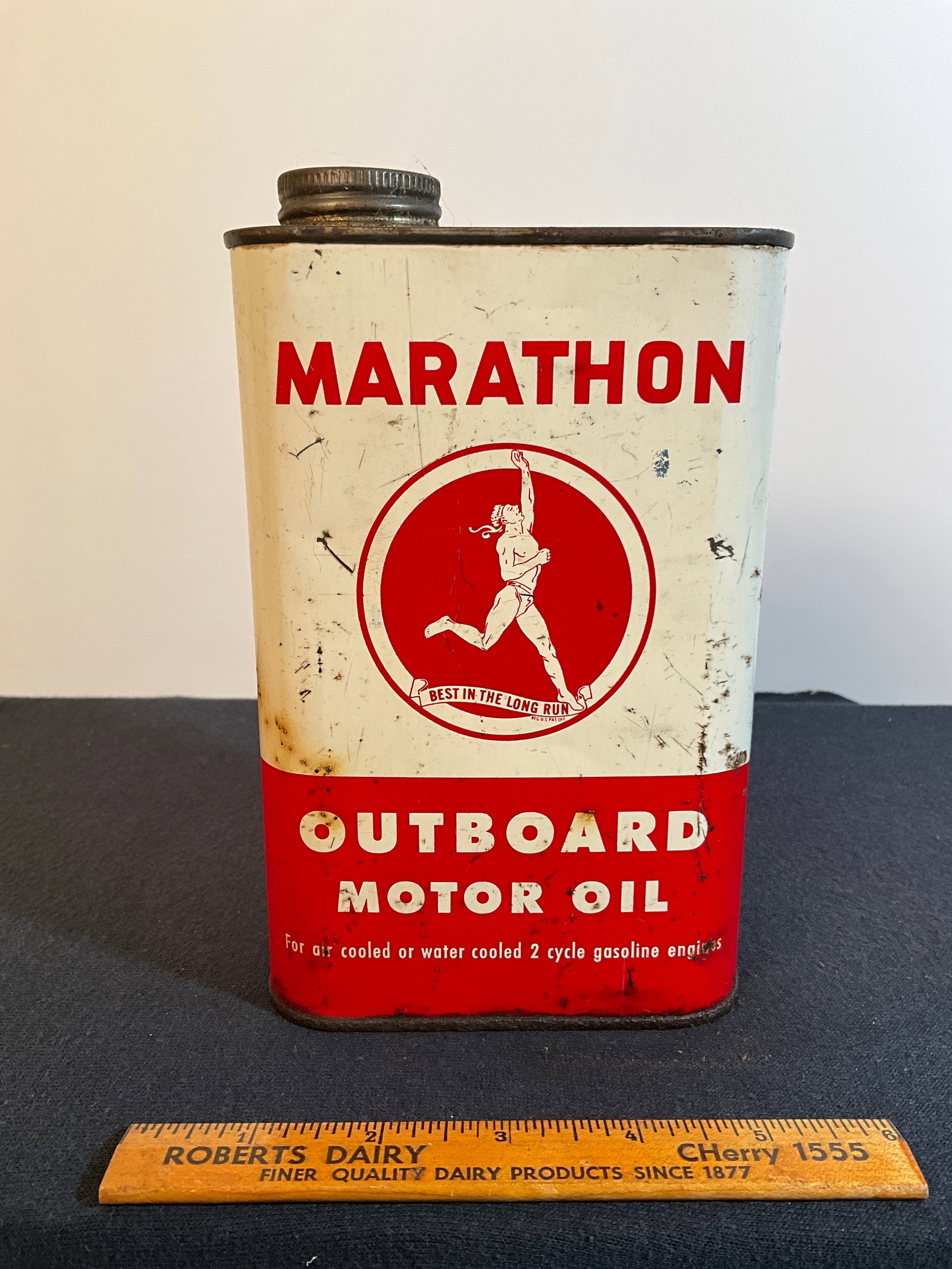 Marathon Outboard Motor Oil Quart Tin Can (1 of 6)