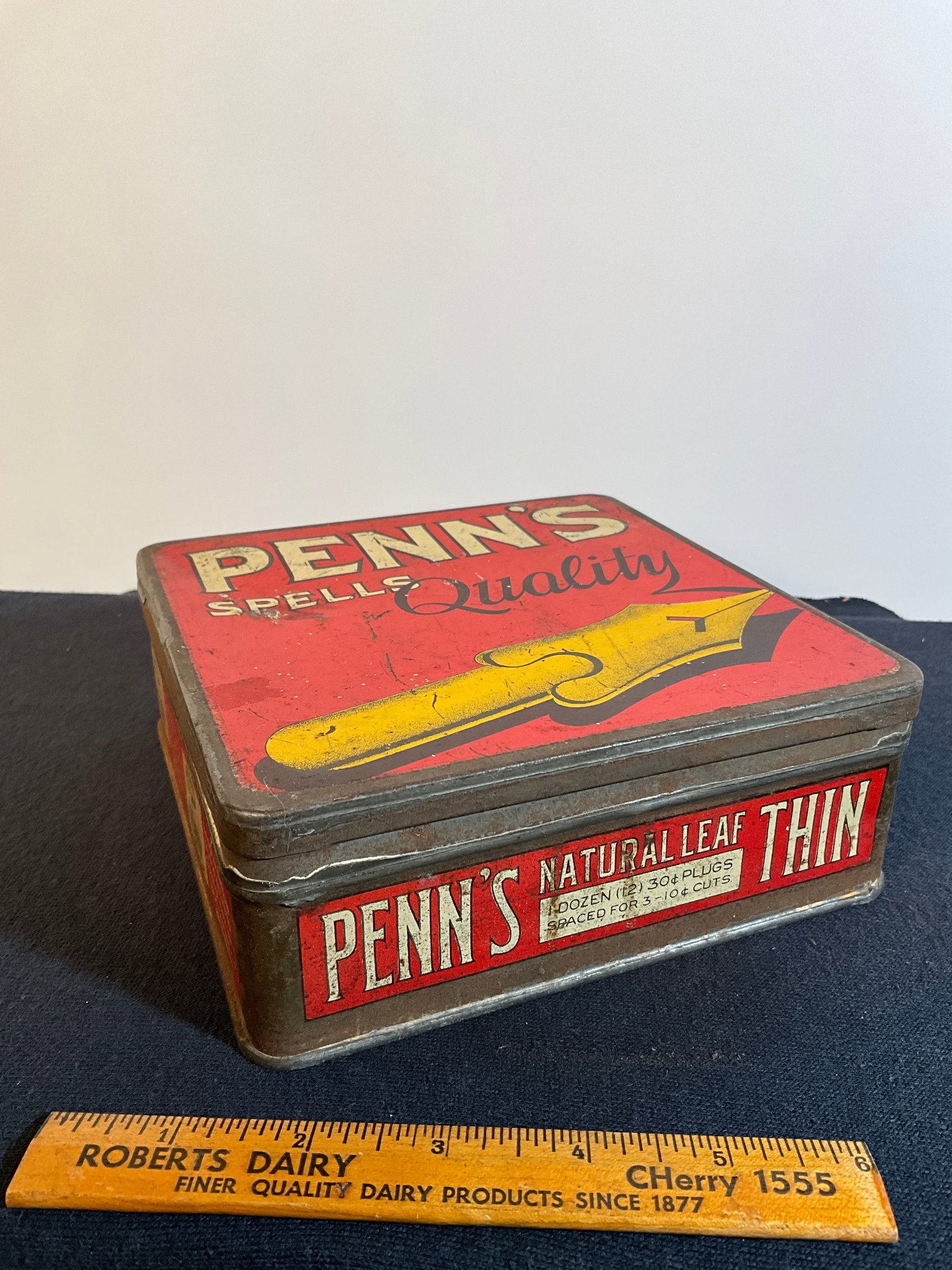 Penn's Spells Quality Tobacco Advertising Tin with Great Graphics: Here is a greatPenn's Spells Quality Tobacco Tin with great graphics. A great tobacco advertising item to enhance any collection.