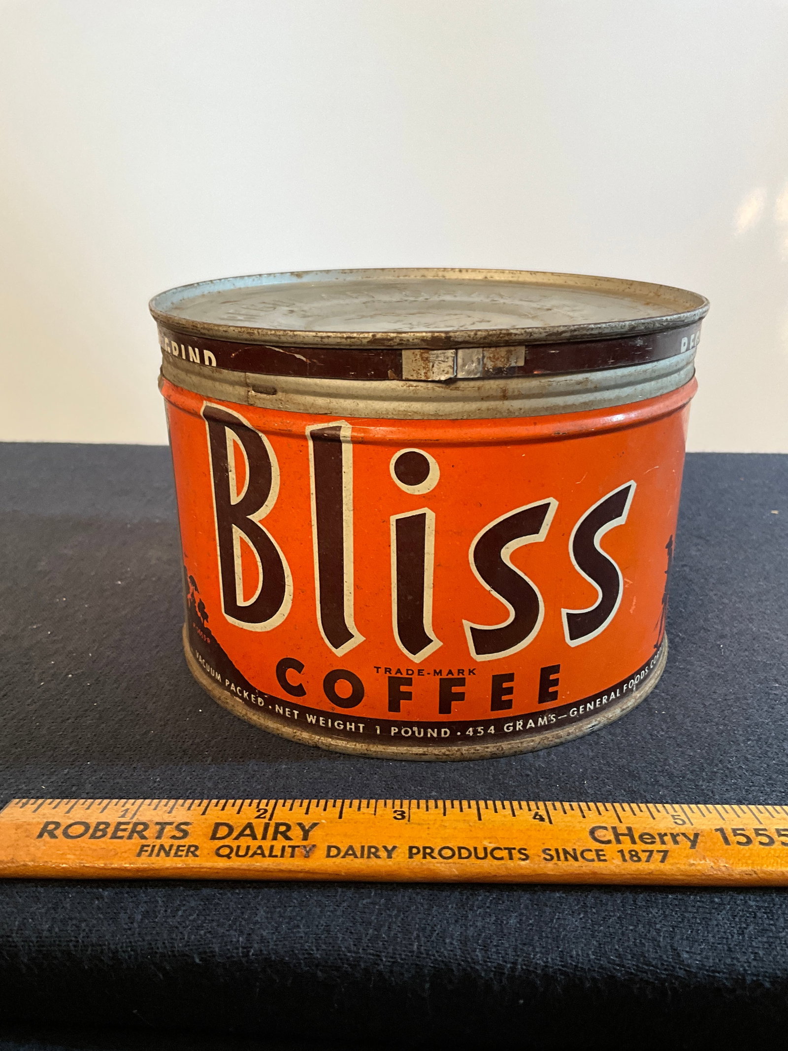 Bliss Key Wind Coffee Tin, General Foods Corporation, New York, N.Y., One Pound (1 of 6)