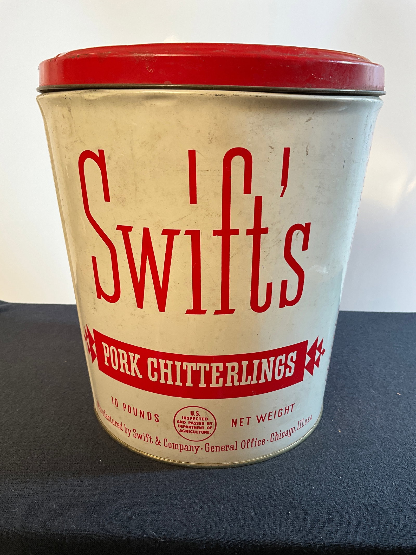 Swifts Pork Chitterlings - 10 Pound Tin Can - Red and White with Lid (1 of 6)