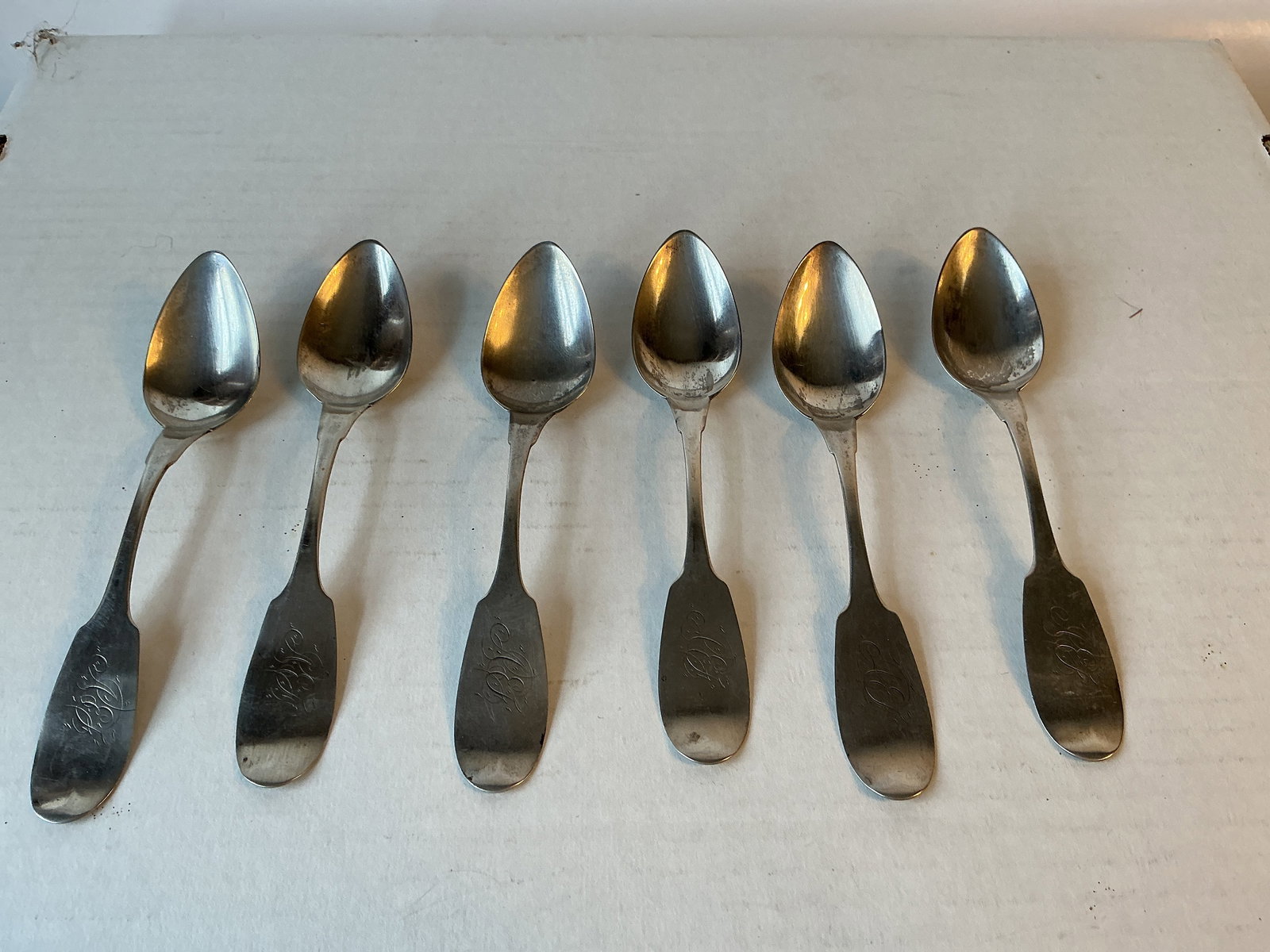Lot of 6 Coin Silver Teaspoons. (1 of 4)