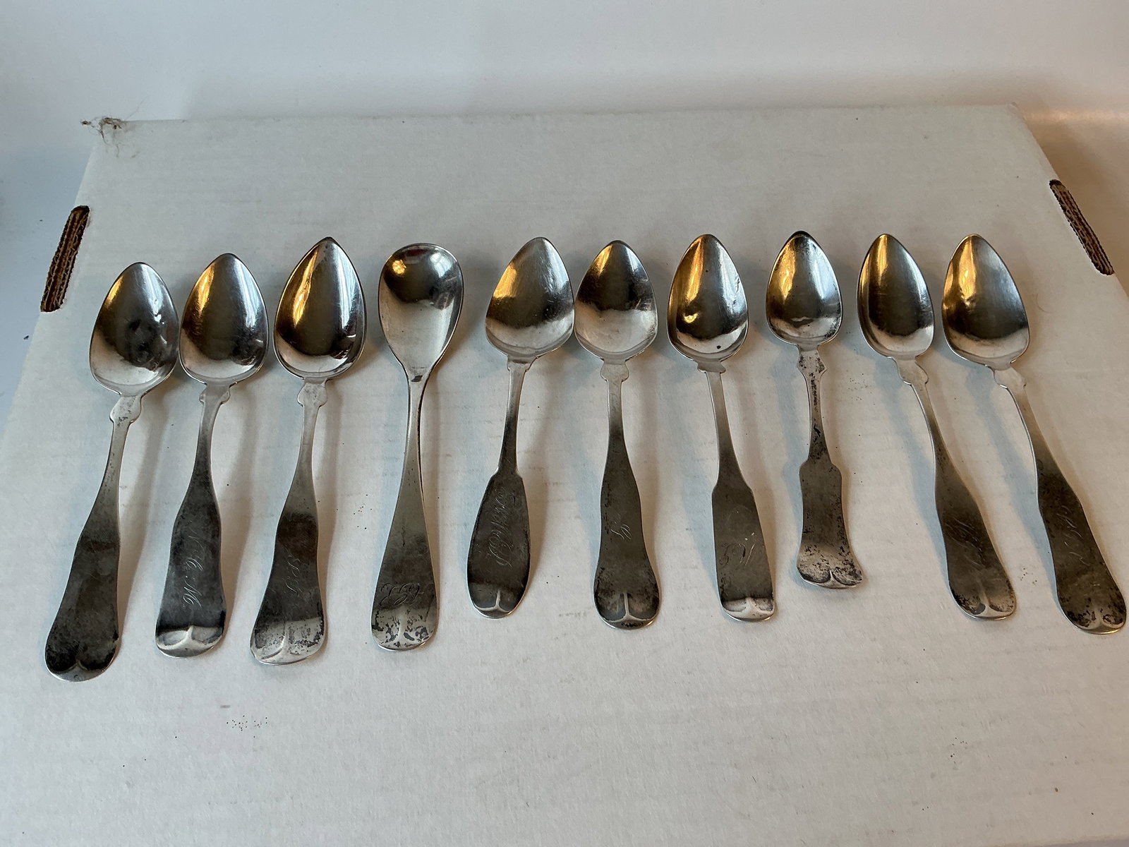 Lot of 10 Coin Silver Teaspoons.. (1 of 3)