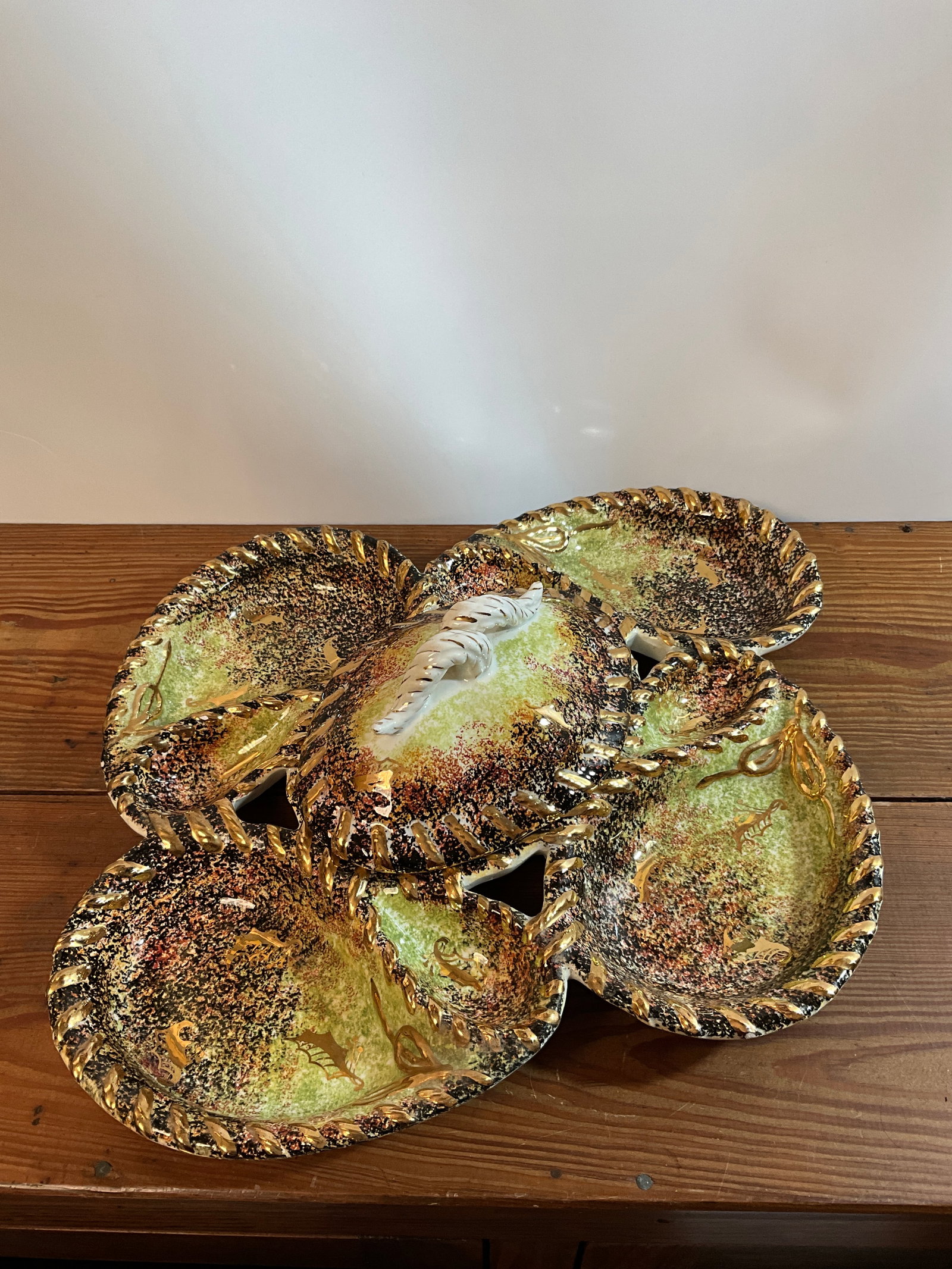 Vintage - MCM - Serving Tray with Lid, Multi - Colored with Gold - Accents Hors d'oeuvre Platter (1 of 7)