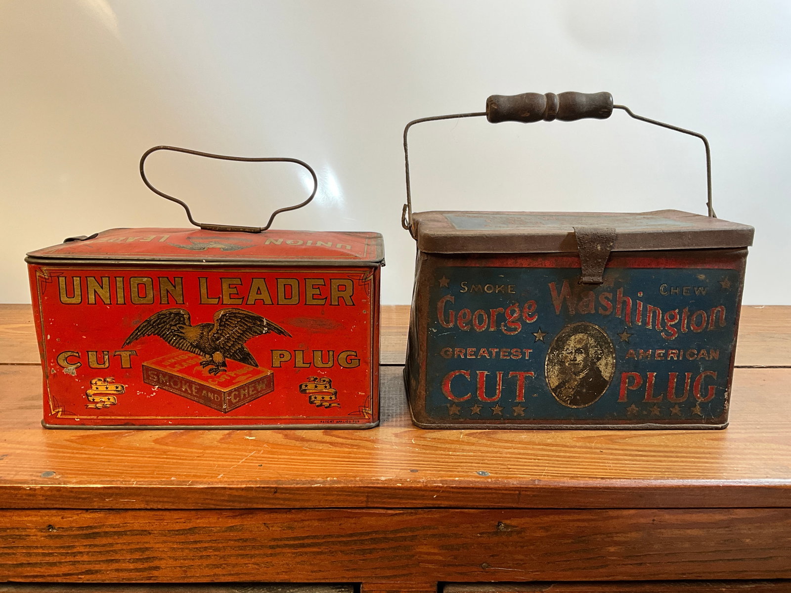 Lot of two Tobacco Tins - Union Cut Plug & George Washington Cut Plug (1 of 8)