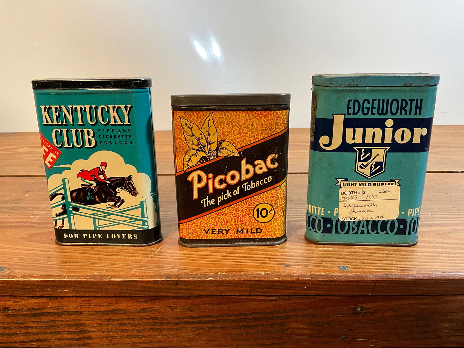 Lot of Three Tobacco Pipe Tins - Picobac - Edgeworth Junior - Kentucky Club (1 of 6)