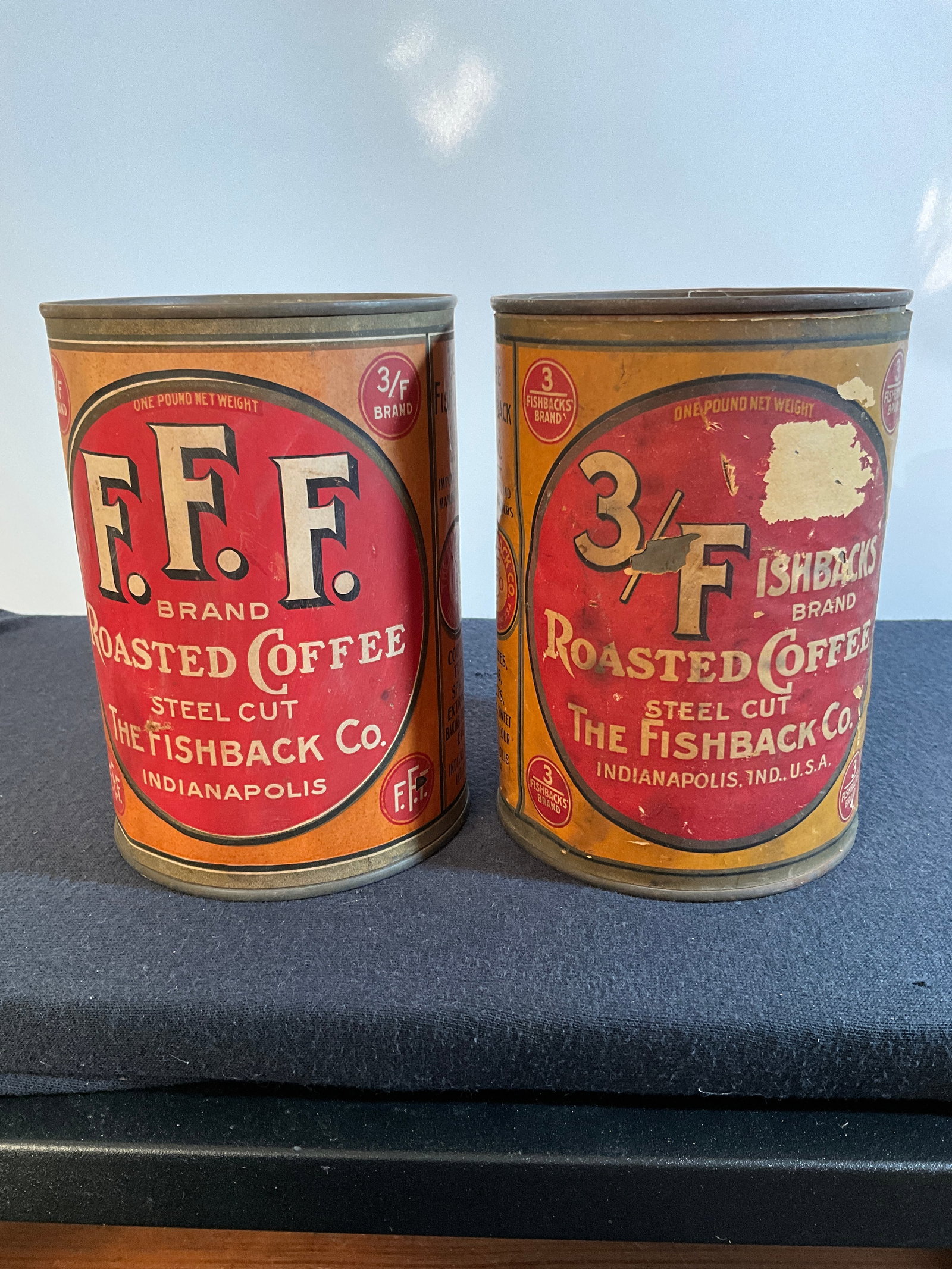 Two 1 Pound Vintage F.F.F.Roasted Coffe, The Fishback Co - Indianapolis Indiana Paper Labeled Tins (1 of 6)