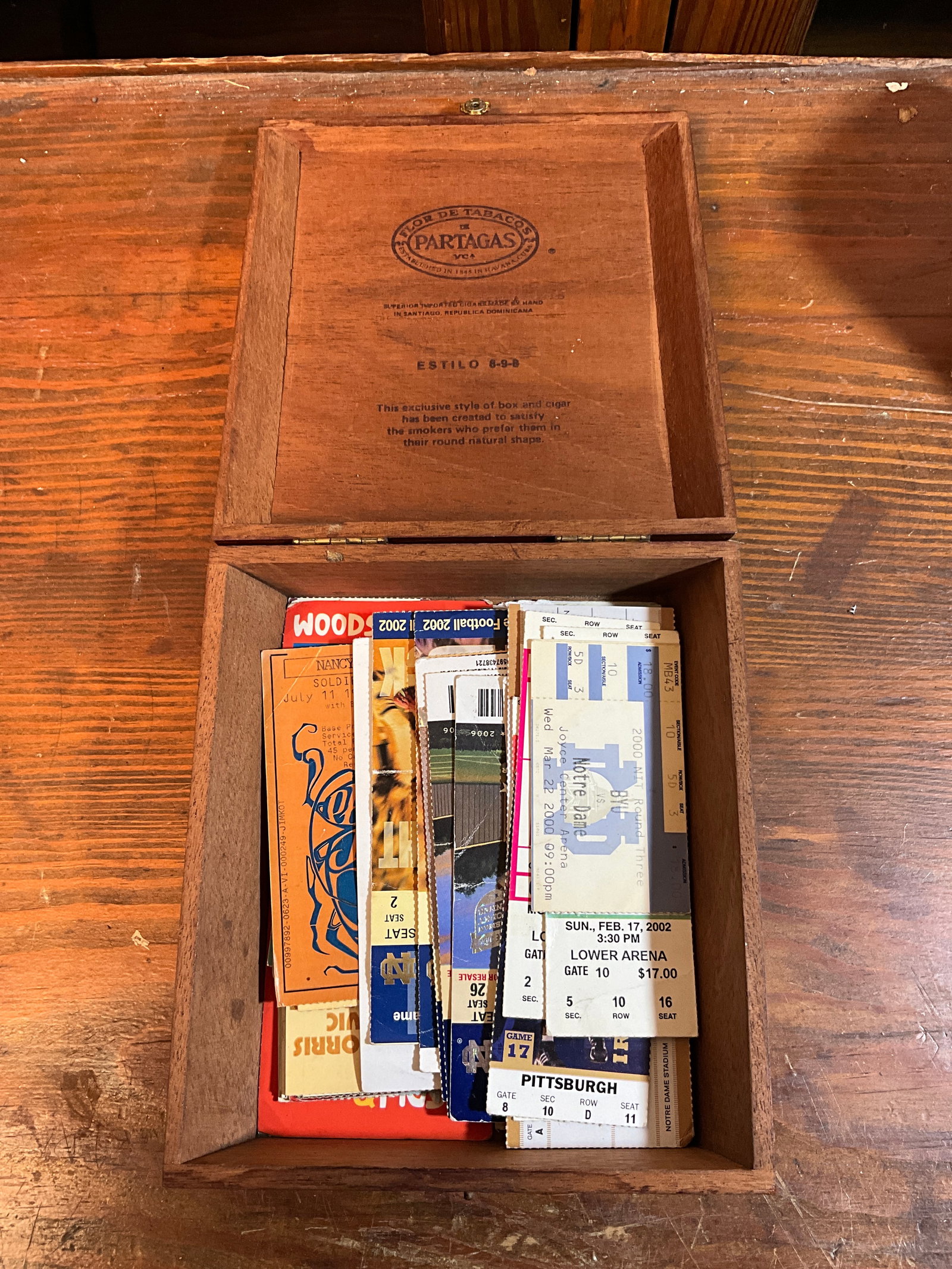 Flor de Tabacos Partagas Cigar Box Full of Concert and Sports Event Ticket Stubs (1 of 4)