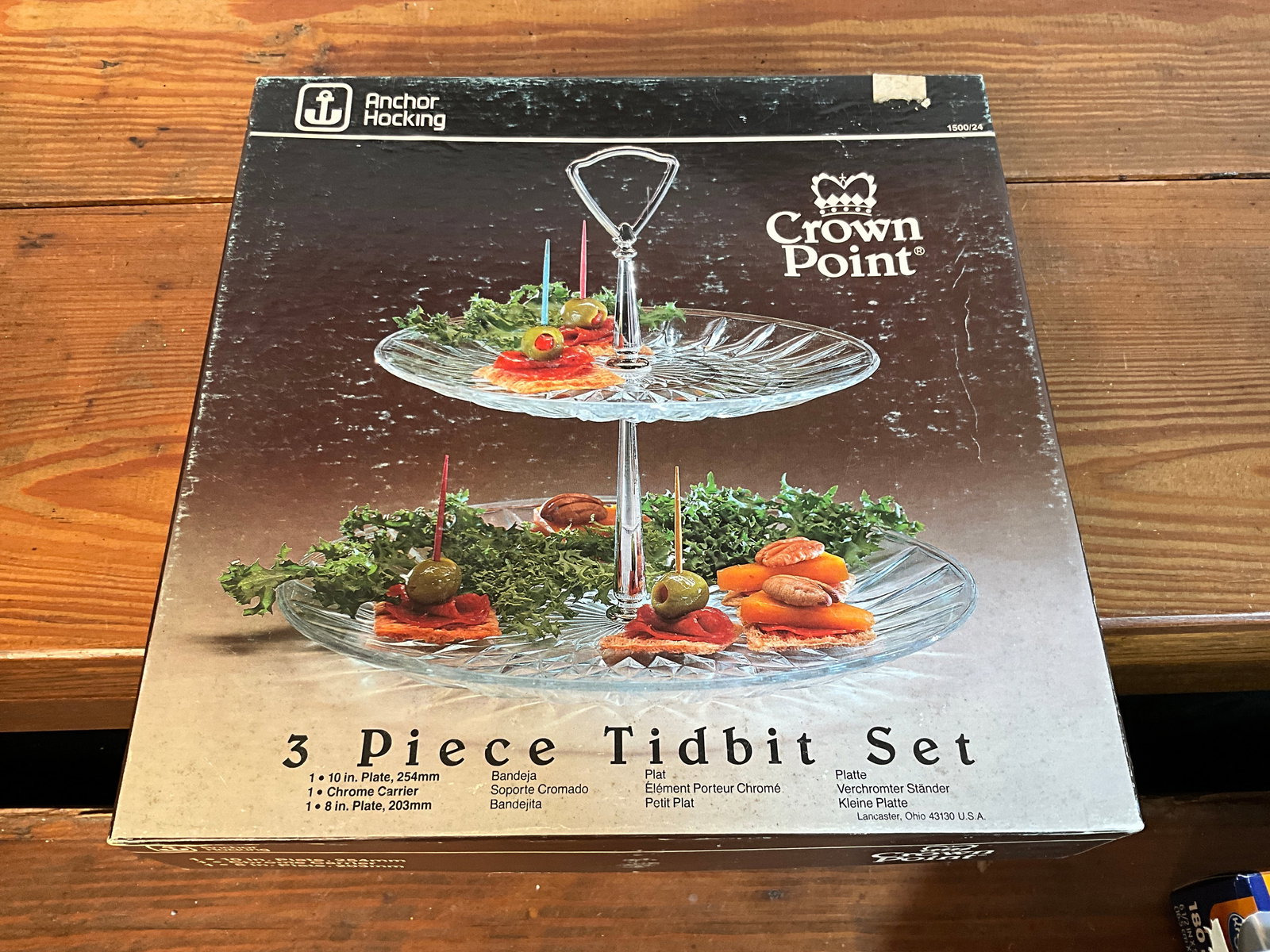 Anchor Hocking Crown Point Three-Piece Tidbit Set, Unused in Original Box (1 of 2)