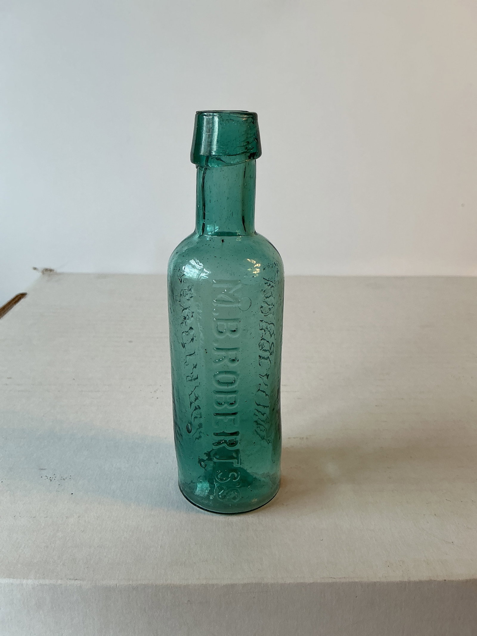 M.B. Roberts's Vegetable Embrocation, light green, open pontil. (1 of 5)