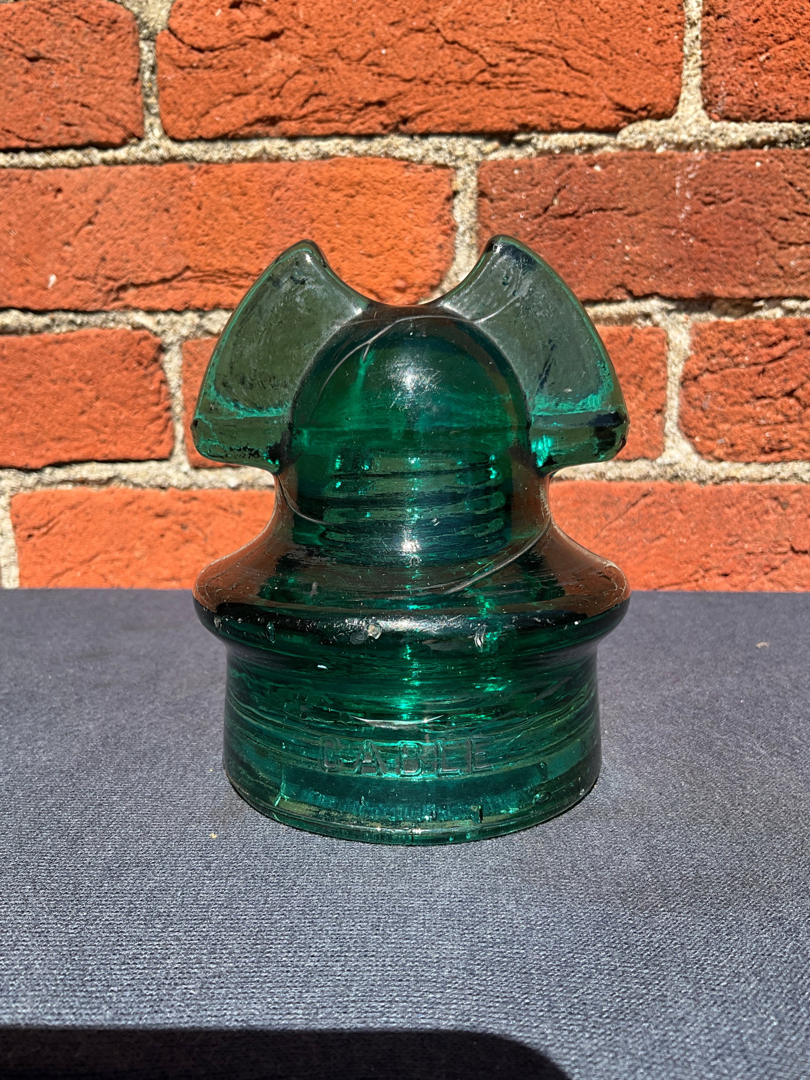 Nice Dark Green Aqua CD-259 Cable Insulator. Deep tealish color (1 of 10)
