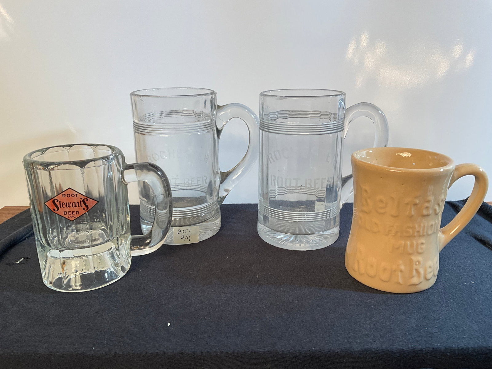 Lot of Four Root Beer Mugs, Belfast, Stewart's, Rochester (1 of 11)