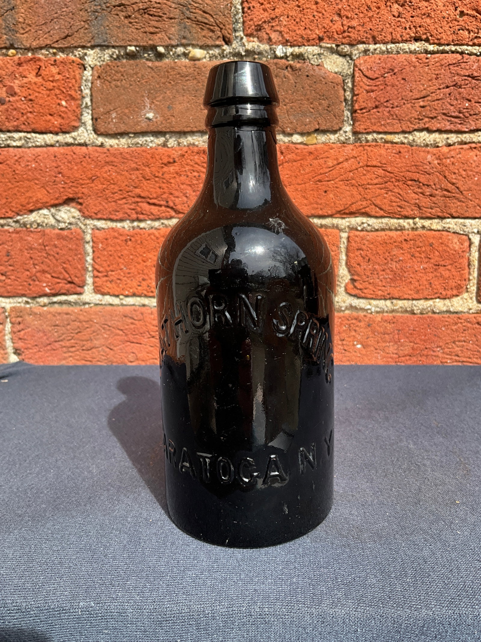 Hathorn Spring, Saratoga N.Y. Spring Water Bottle Amber - Olive (1 of 9)