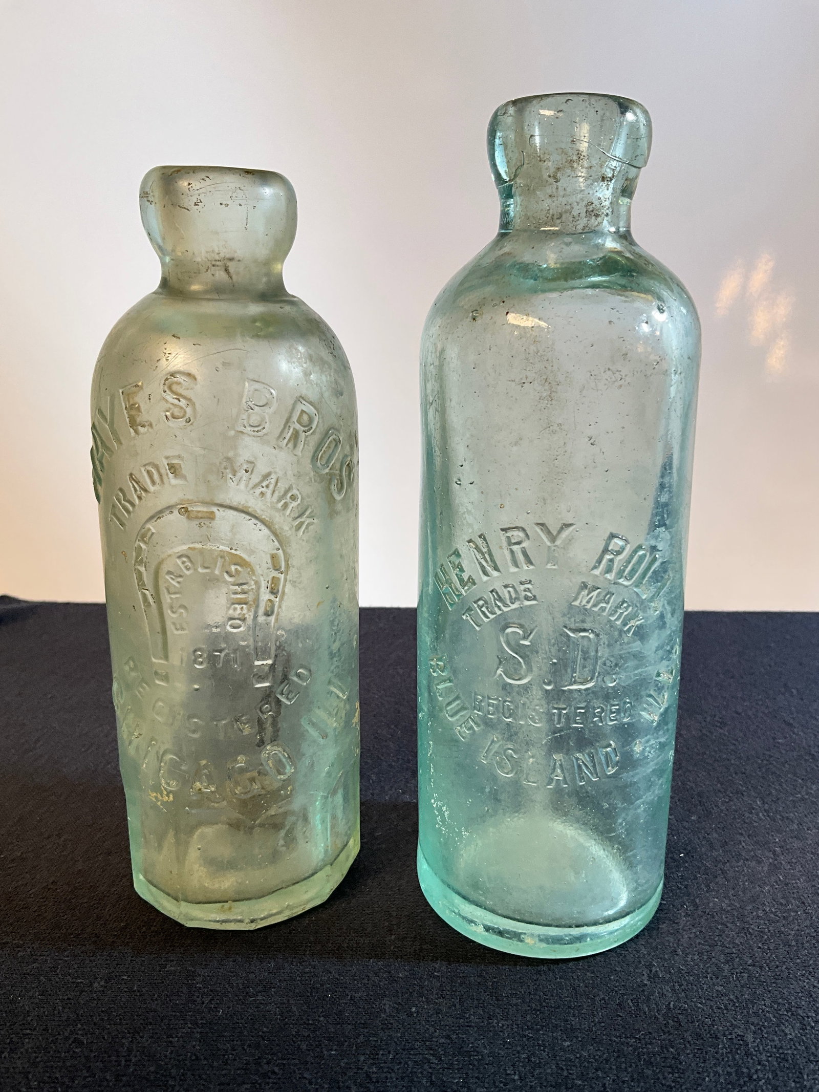 Lot of Two Hutchinson Bottles - Hayes Brothers w/Horseshoe Chicago, & Henry Roll, Blue Island ILL. (1 of 7)