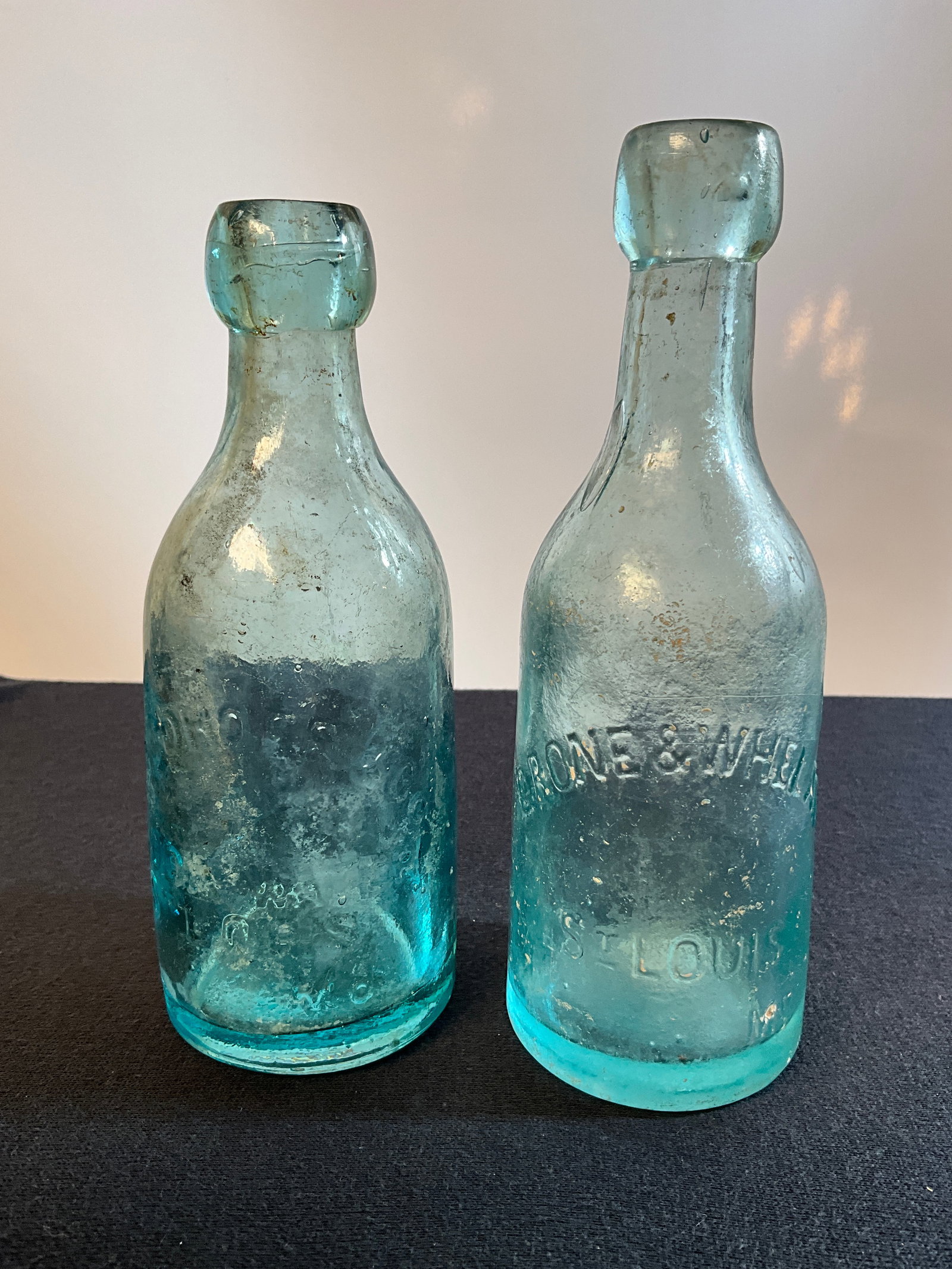 Pair of 1870's St. Louis Blob Top Soda Bottles (1 of 10)