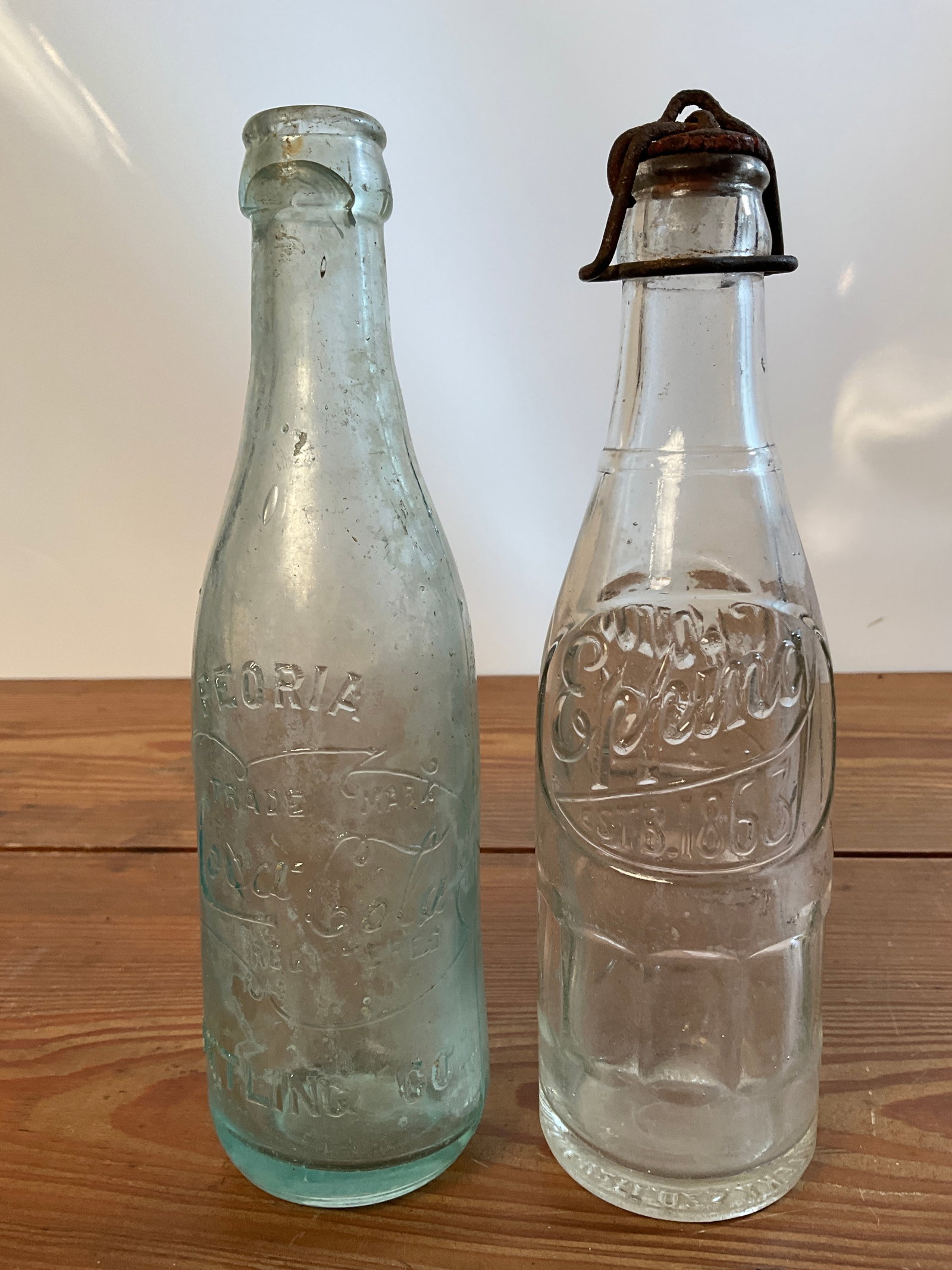 Lot of Two Early Soda Pop Bottles, One Coca-Cola, Peoria, and an Epping, Louisville (1 of 4)