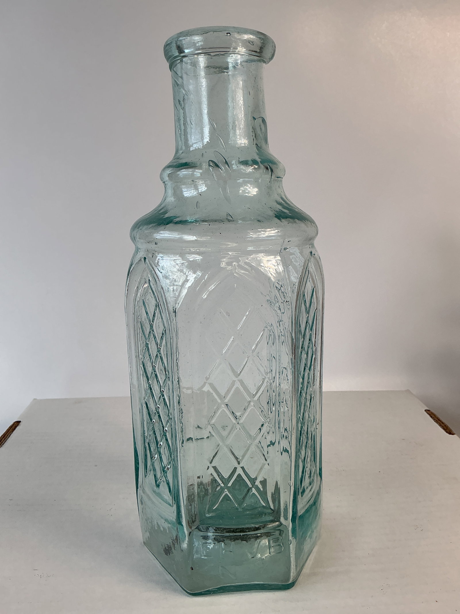 Six Sided Cathedral Pickle Embossed EHVB N.Y. 11 1/2" Tall, Iron Pontil. (1 of 6)