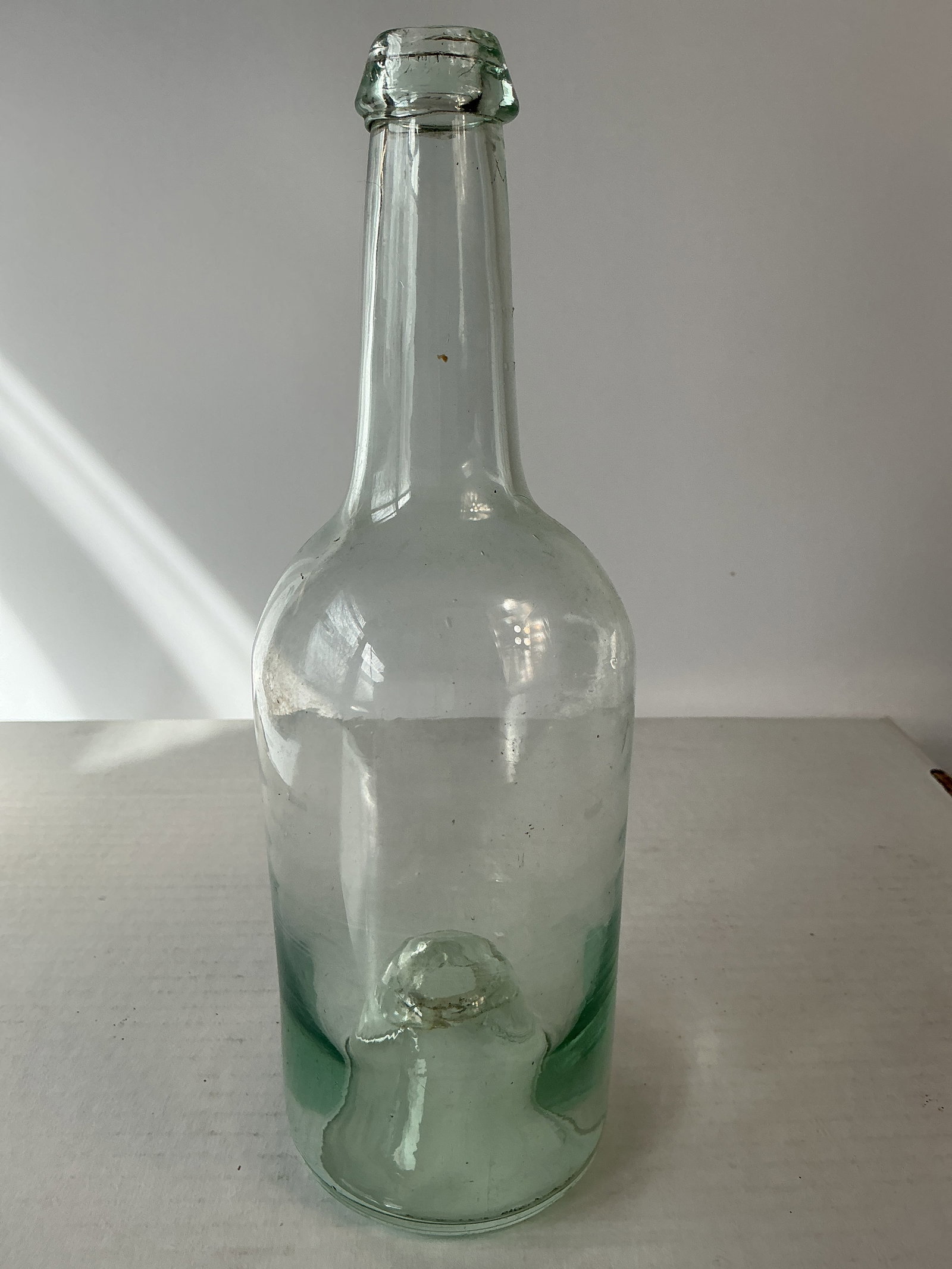 Freeblown Medicine or Food Bottle, Light Aqua, Open Pontil (1 of 4)
