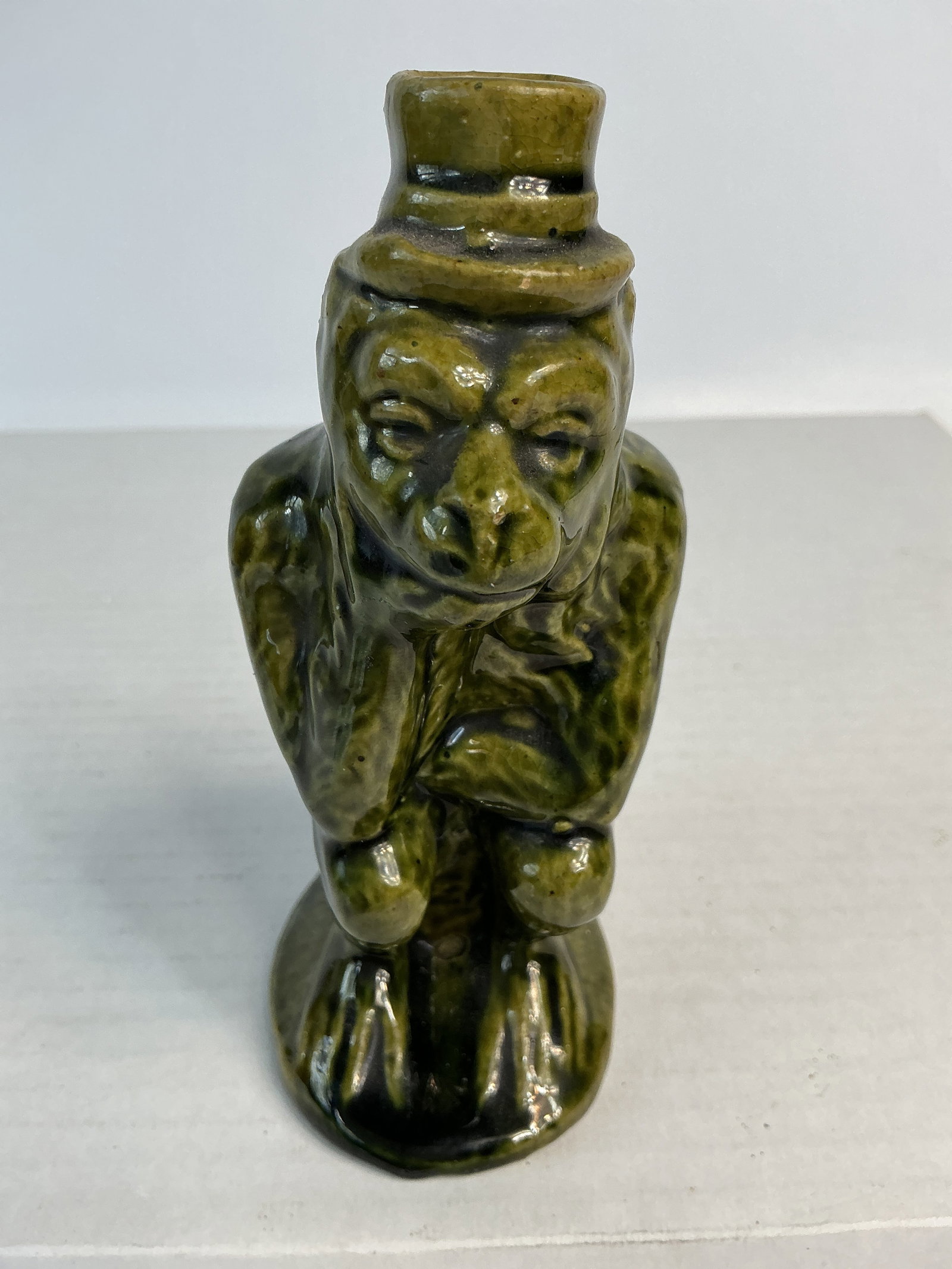 Figural Monkey On Chamber Pot Whiskey Nip (1 of 5)