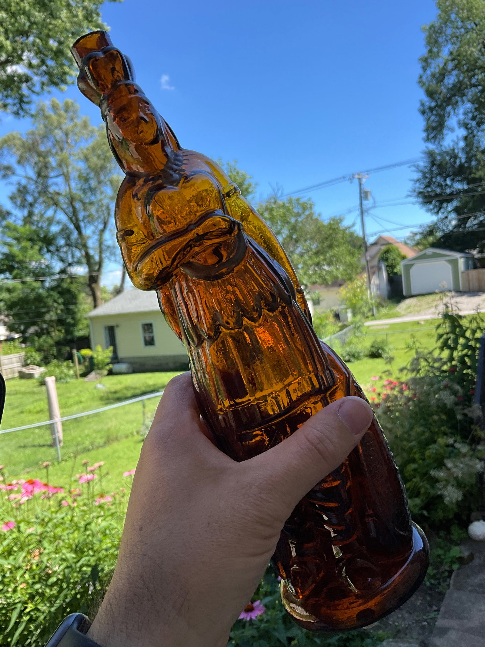 Early 1870s Brown's Celebrated Indian Herb Bitters Bottle with Original Paint, Figural Queen Bitters - 3