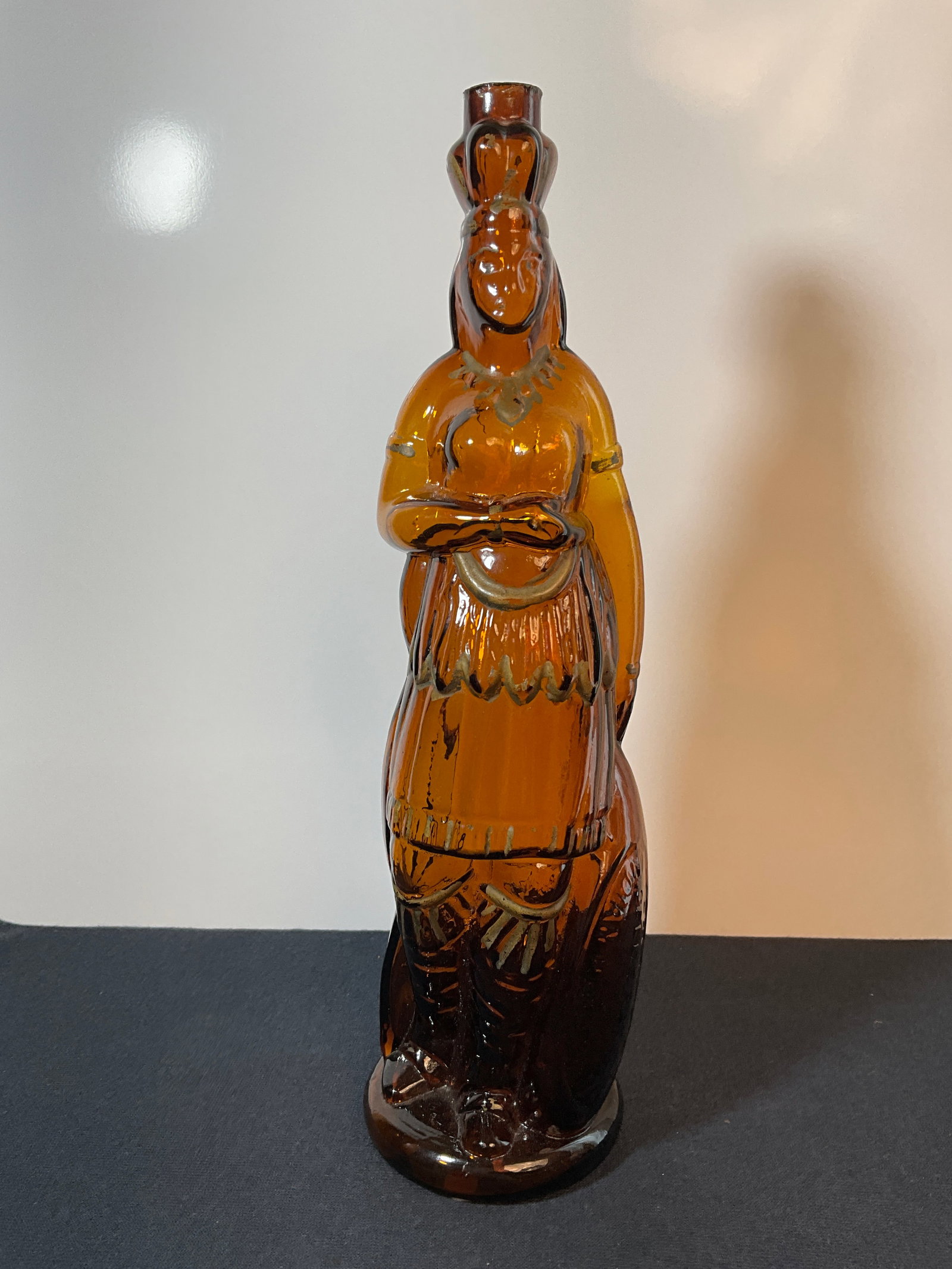 Early 1870s Brown's Celebrated Indian Herb Bitters Bottle with Original Paint, Figural Queen Bitters - 5