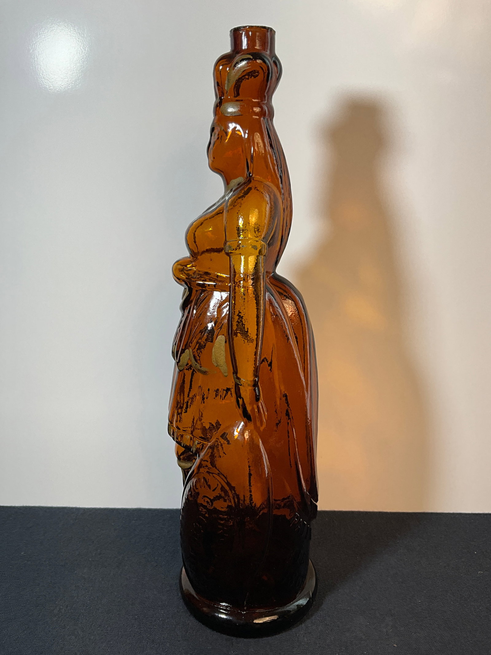 Early 1870s Brown's Celebrated Indian Herb Bitters Bottle with Original Paint, Figural Queen Bitters - 9