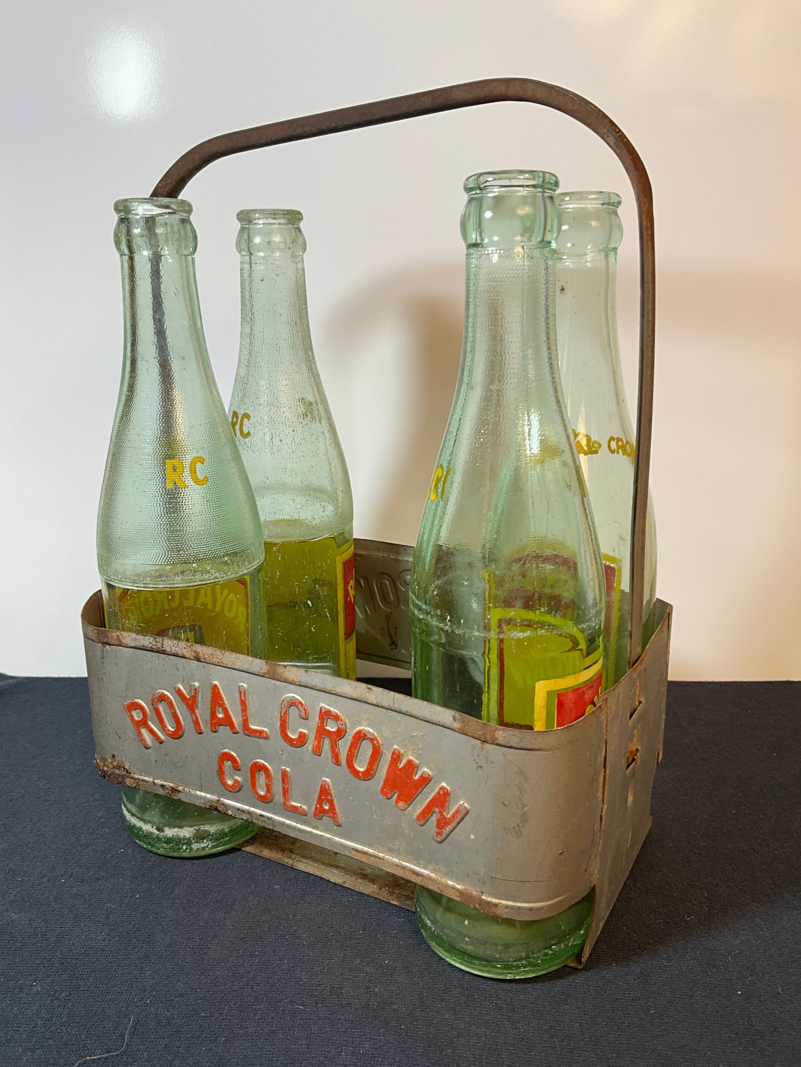Royal Crown Six Pack Carrier with bottles. One of the bottles is from Vincennes Indiana (1 of 6)