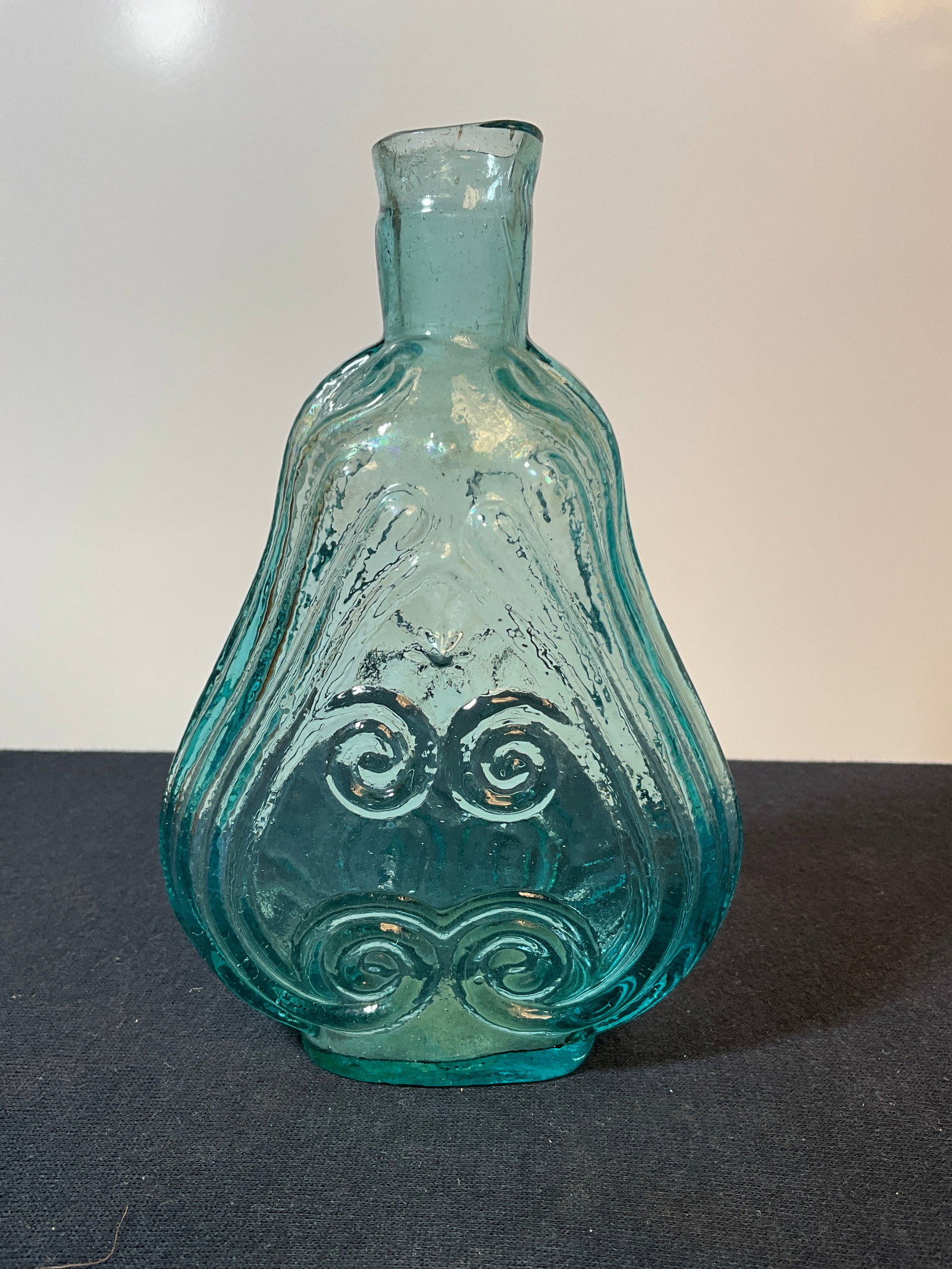 1850s Open Pontil School Flask in a ICEY Aqua Color. Pint (1 of 8)