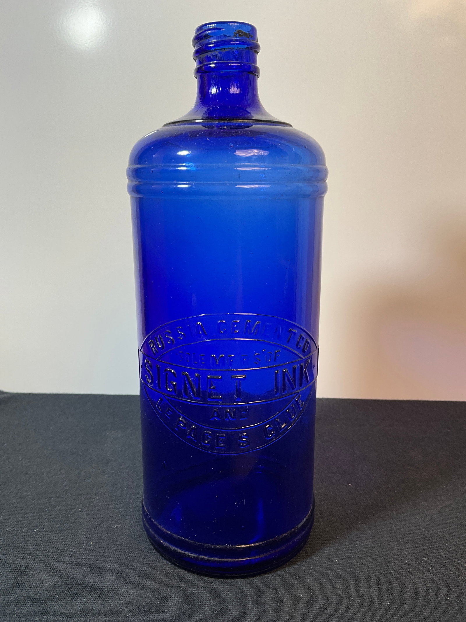 Cobalt Blue Quart, Russia Cement Co. Signet Ink Bottle (1 of 6)