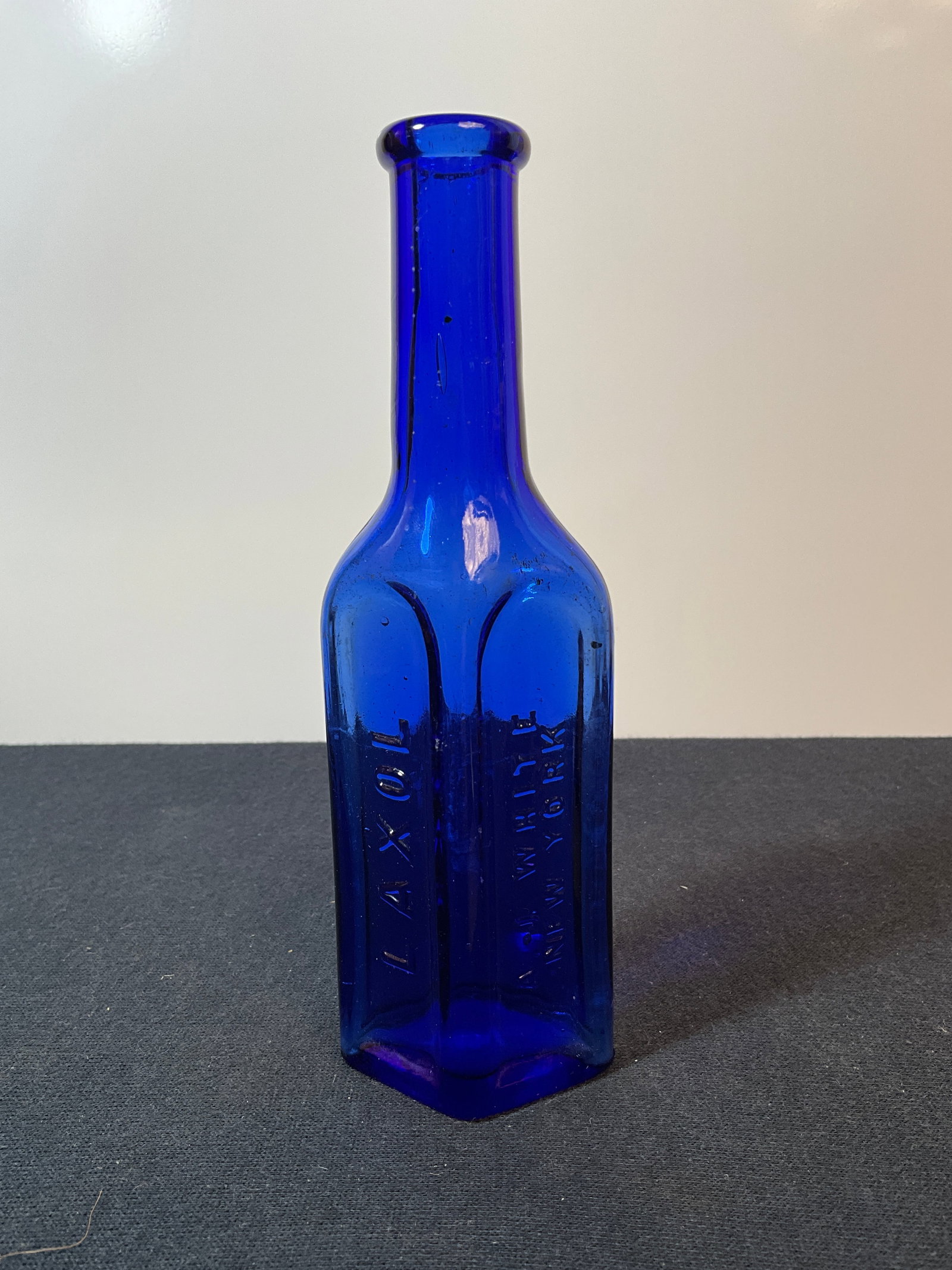 Cobalt Blue Laxol, A.J. White, New York Medicine Bottle - Super Clean 7.25" Tall (1 of 4)
