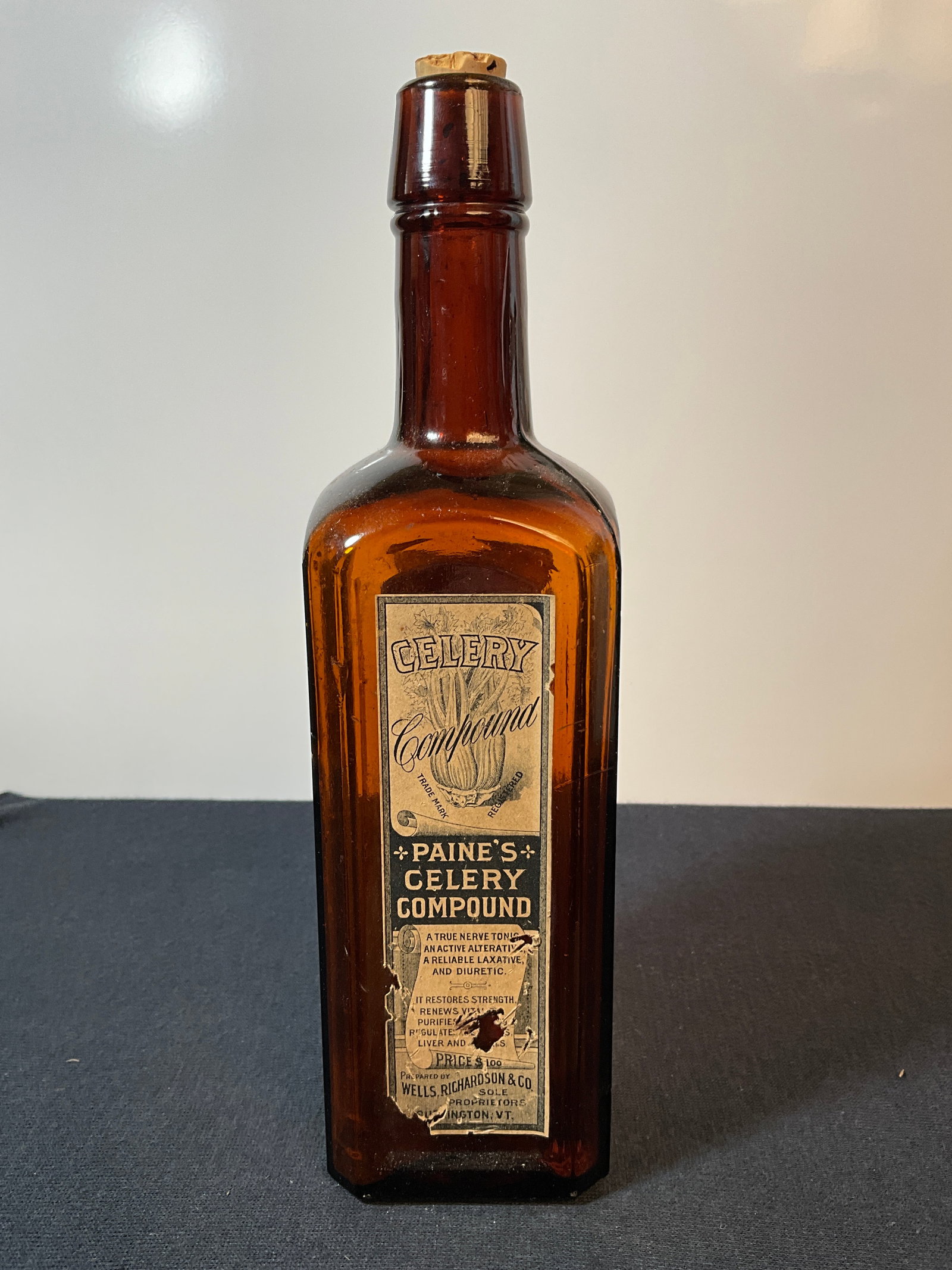 Paine's Celery Compound, Amber 9.75" tall Mint with full labels (1 of 6)