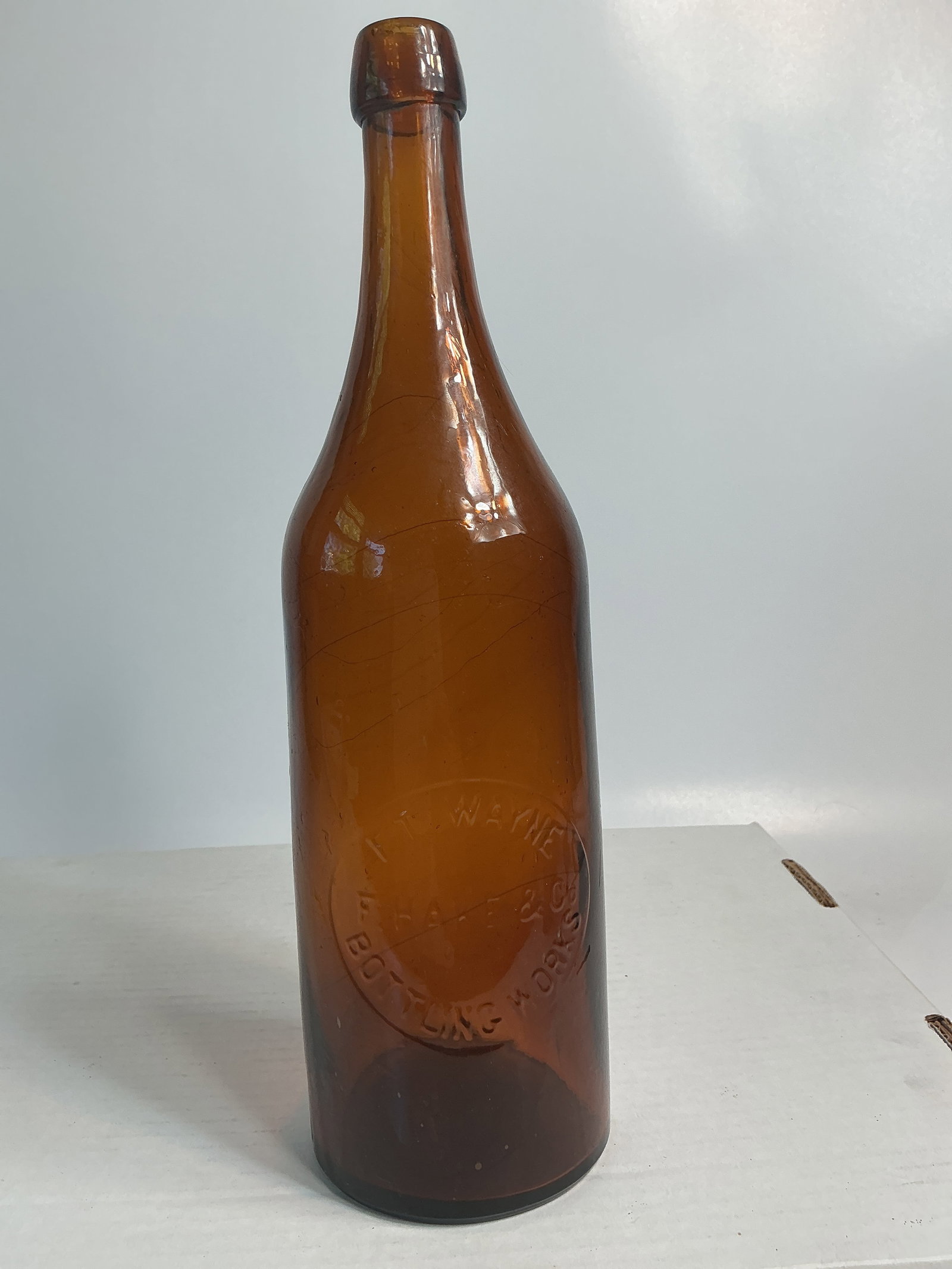 Quart Amber Beer - Ft Wayne Bottling Works F. Hake & Co. Applied Lightning Blob (1 of 5)
