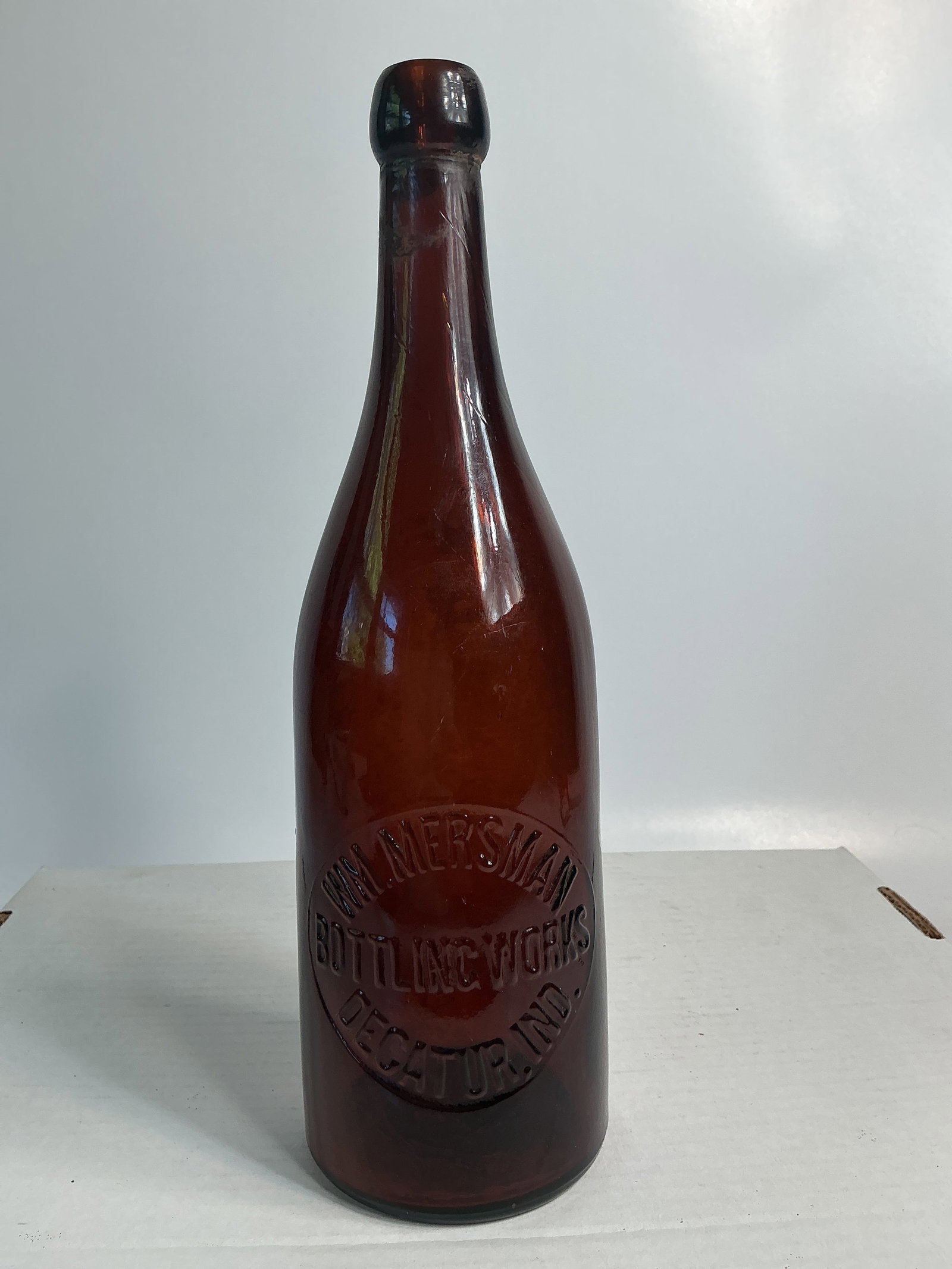 Quart Amber Beer - Wm. Mersman Bottling Works Decatur, Ind, Applied Lightning Blob (1 of 5)