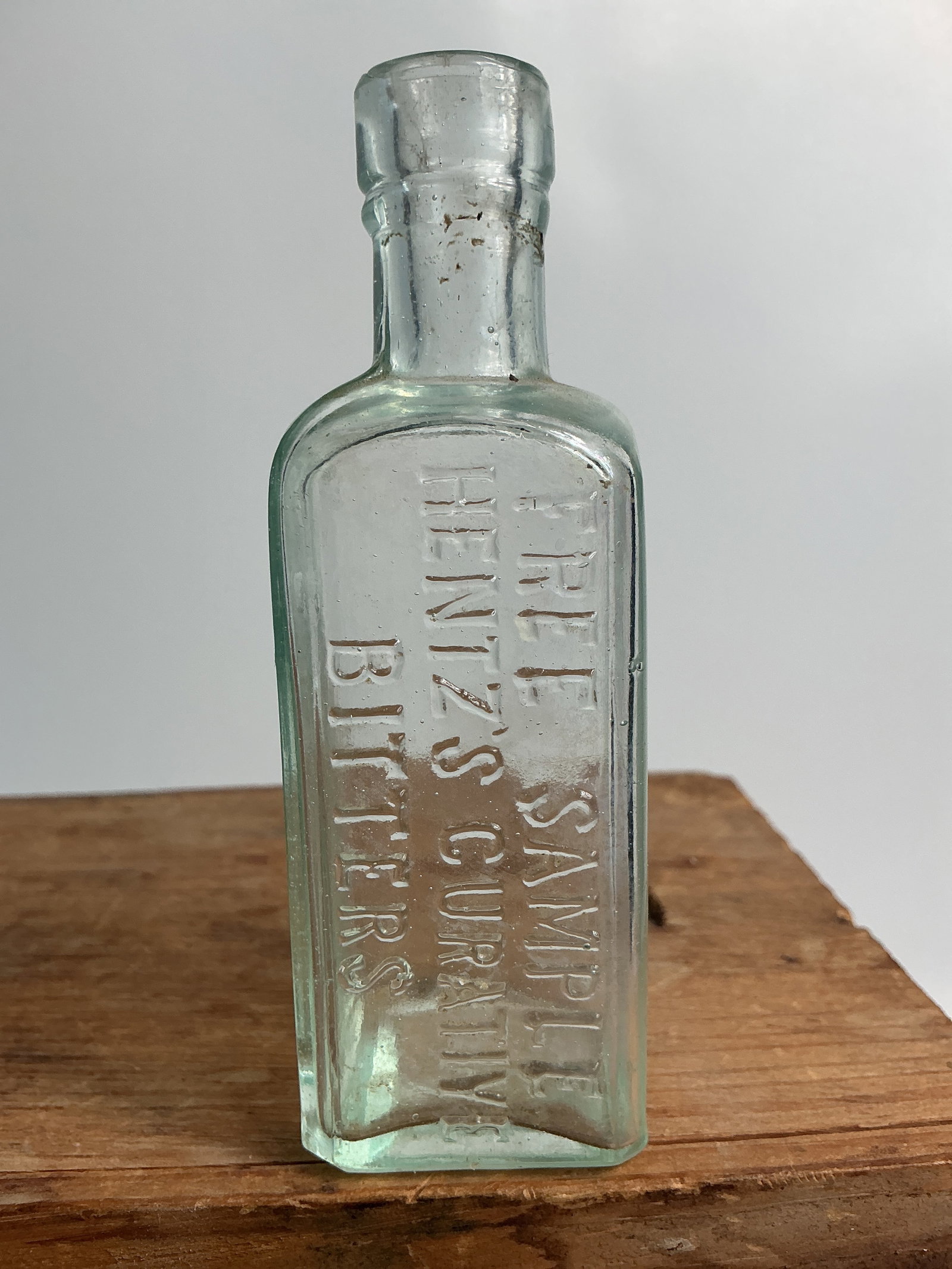 Sample Bottle - Free Sample Hentz's Curative Bitters, Clear, 4 1/8" Tall. (1 of 4)